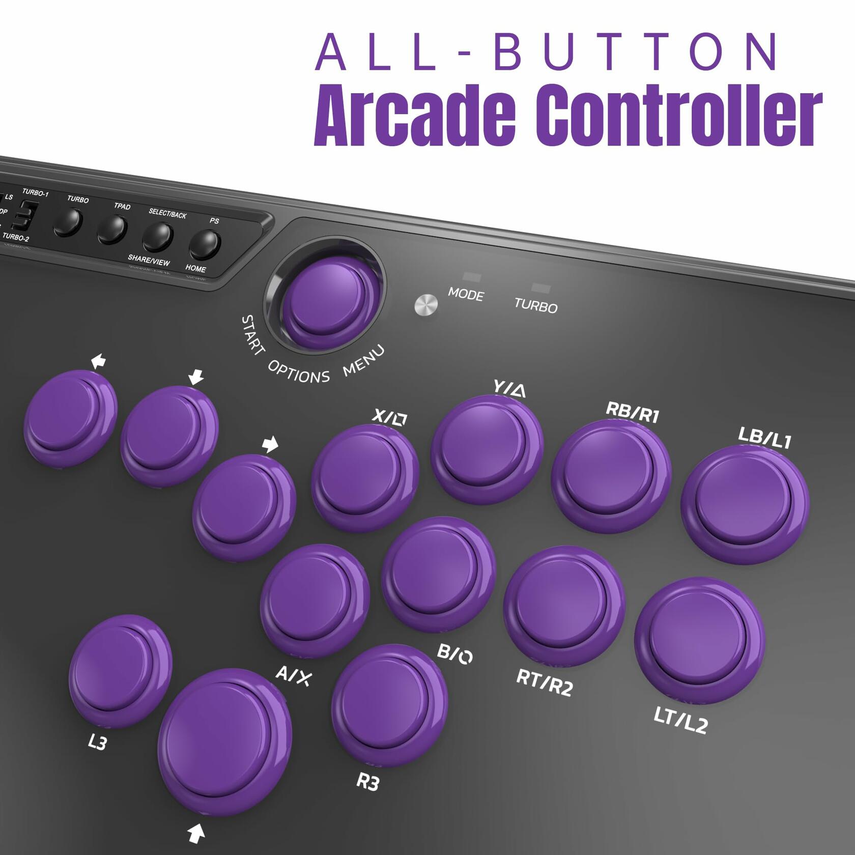 MAYFLASH F500 FLAT Fight Stick Arcade Controller Multi-Platform Black Purple