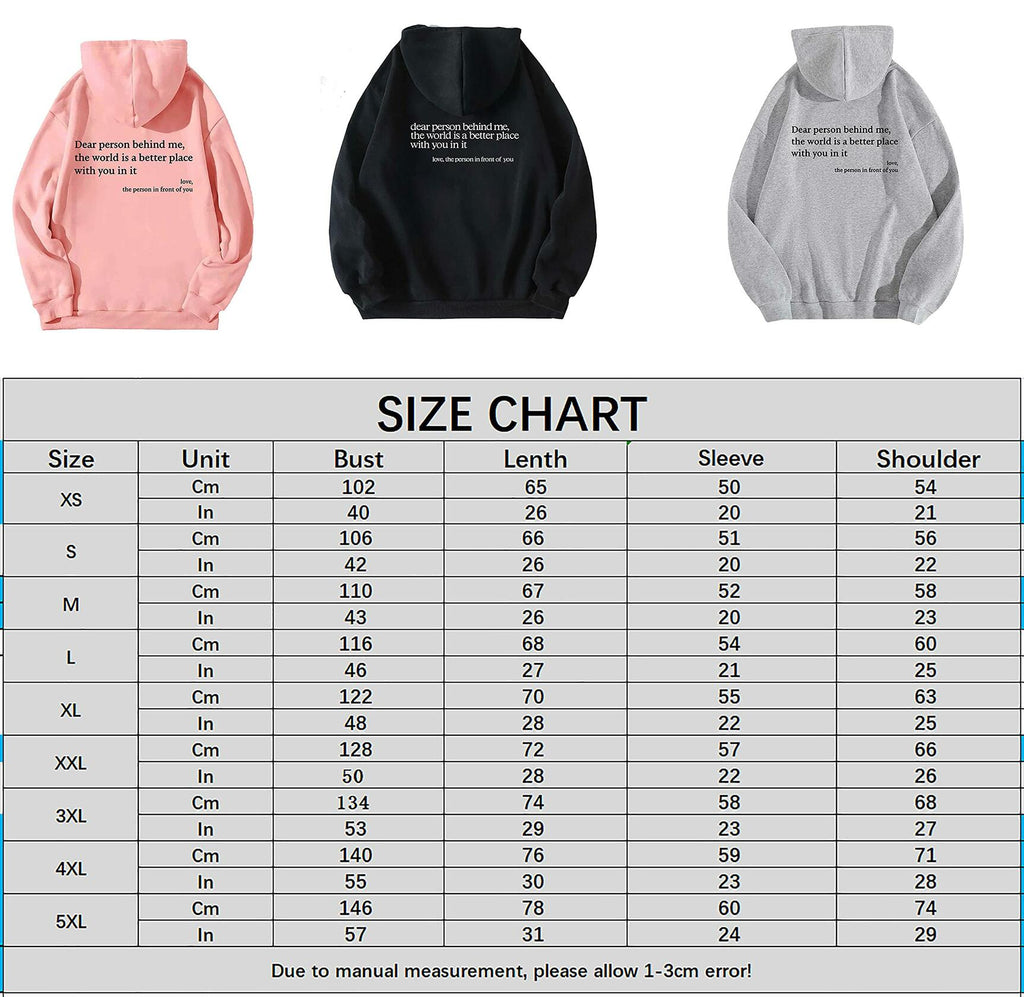 Srieox Dear Person Behind Me Hoodie Sweatshirt Long Sleeve Beige Size M