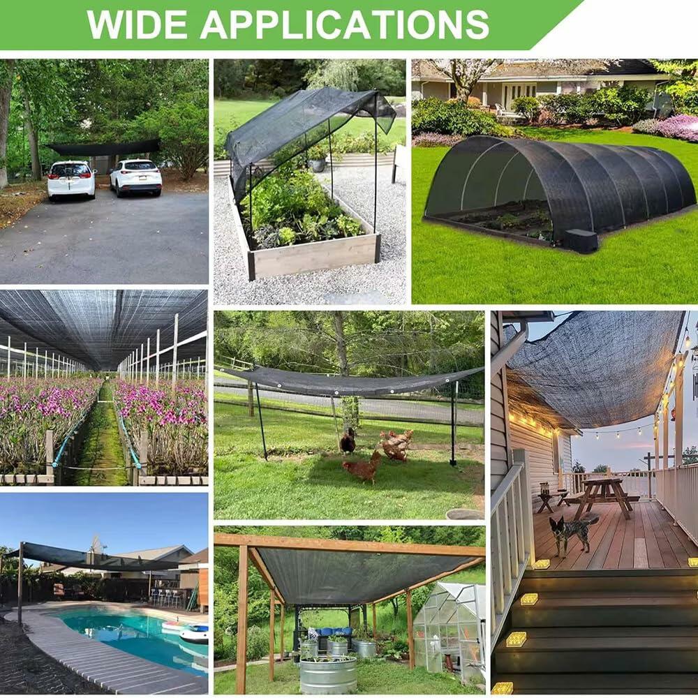 JUNKOGO 40% Shade Cloth Garden 10x20Ft Black UV Resistant Mesh Tarp