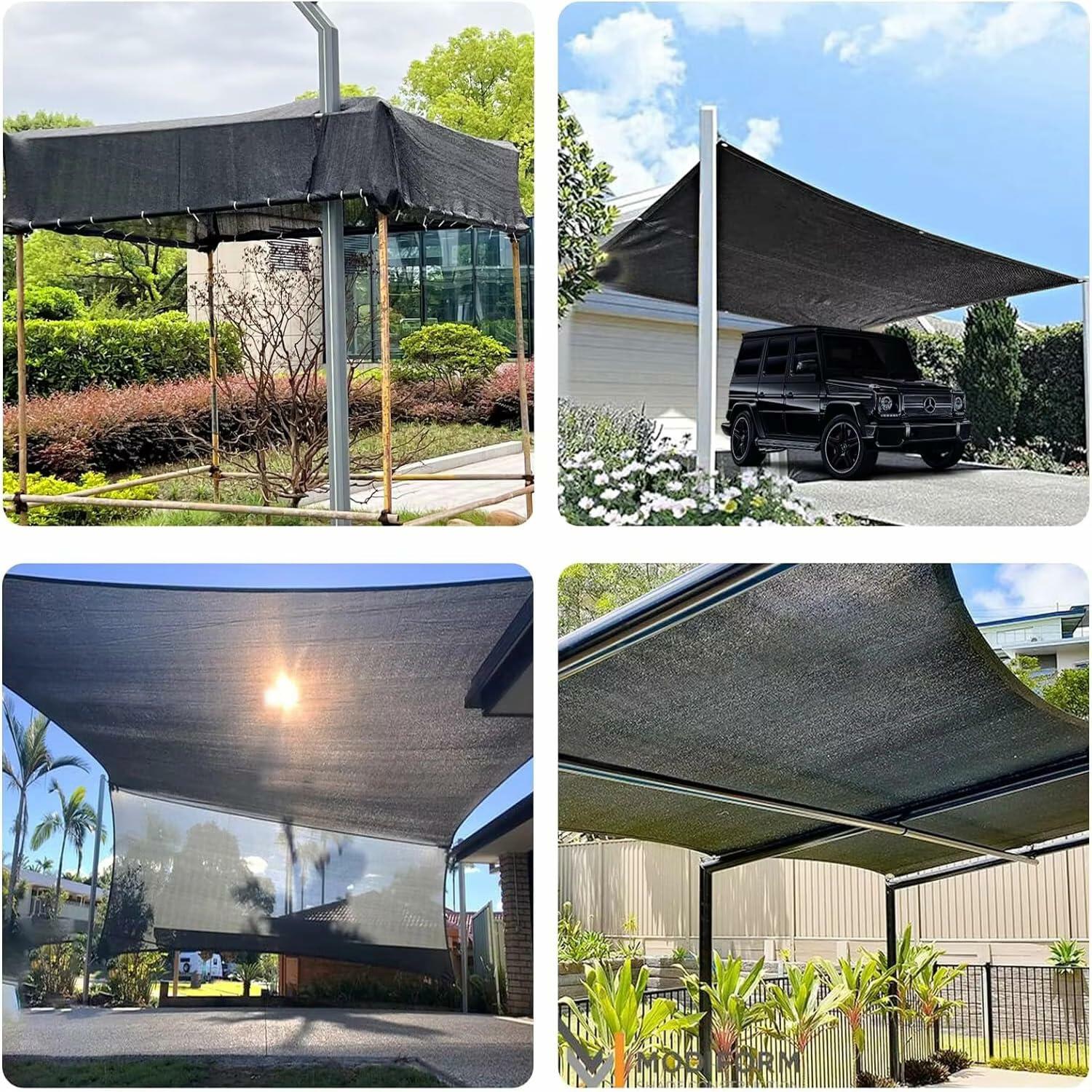 JUNKOGO 40% Shade Cloth Garden 10x20Ft Black UV Resistant Mesh Tarp