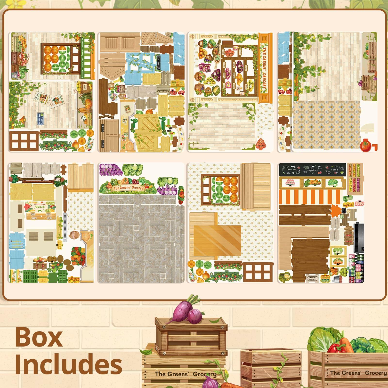 Cutefun Book Nook Kit DIY Mini Fruit & Vegetable Store LED Greens’ Grocery
