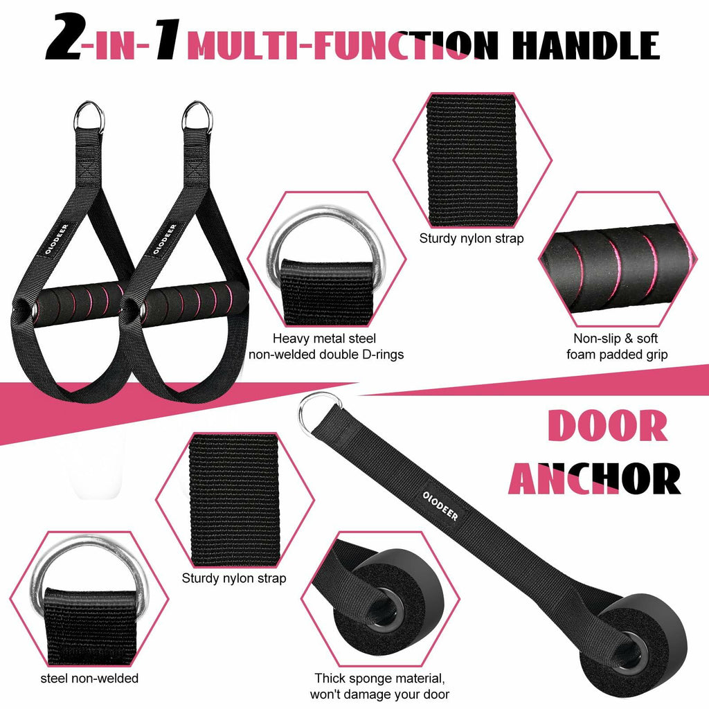 Olodeer Pilates Bar Kit with Resistance Bands & Ab Roller Pink Full Body
