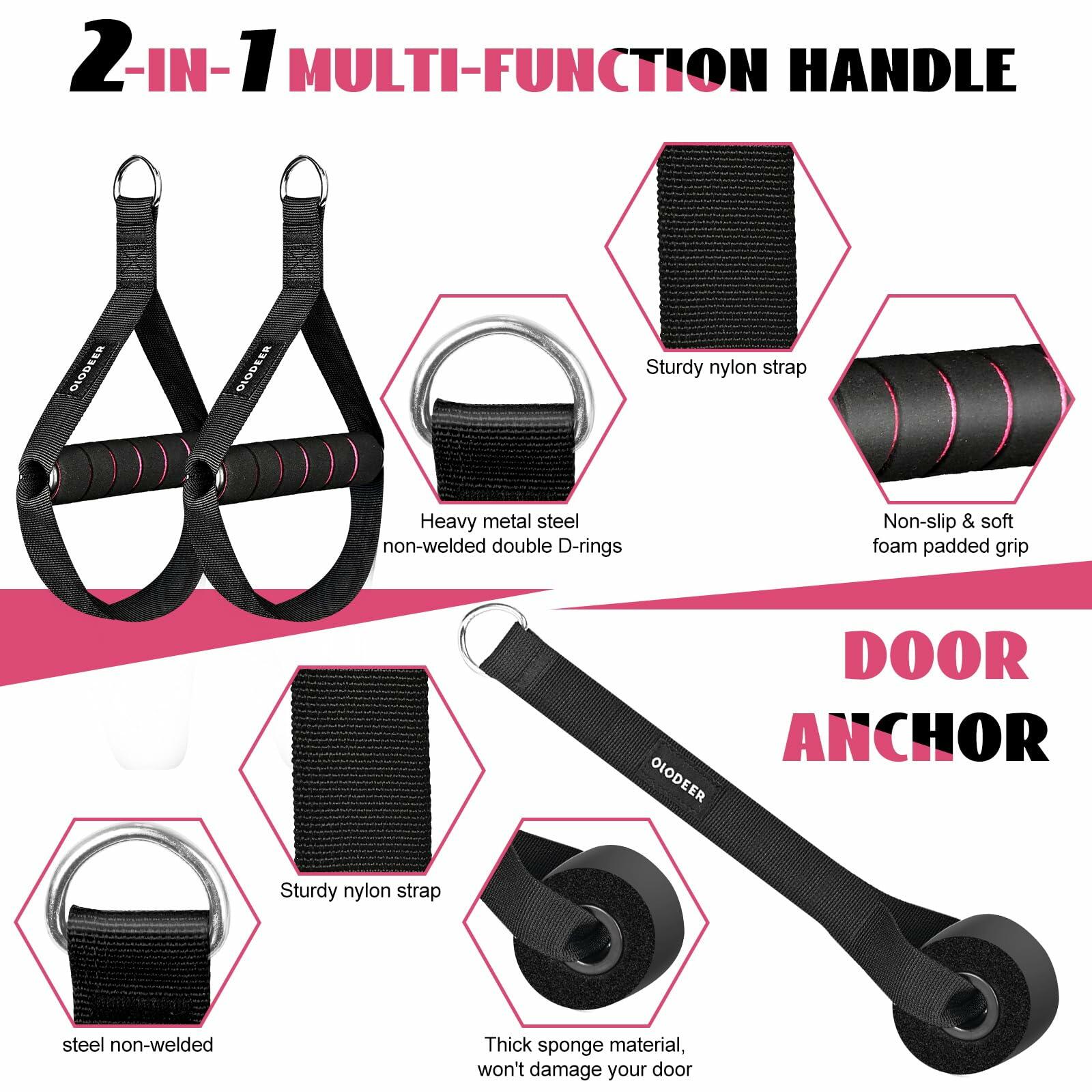 Olodeer Pilates Bar Kit with Resistance Bands & Ab Roller Pink Full Body