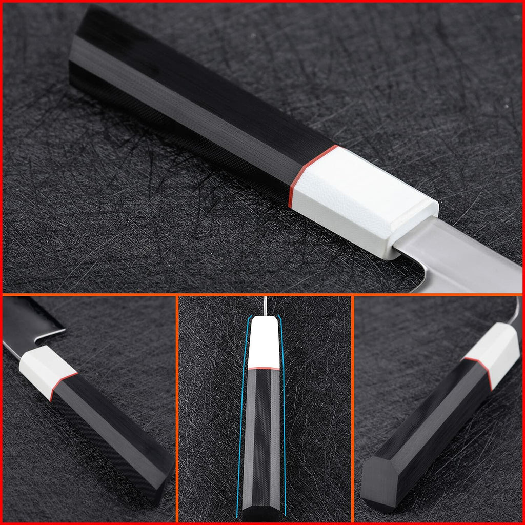 TAIE Santoku Kitchen Knife 7in Japanese 9Cr18Mov Steel G10 Handle Silver