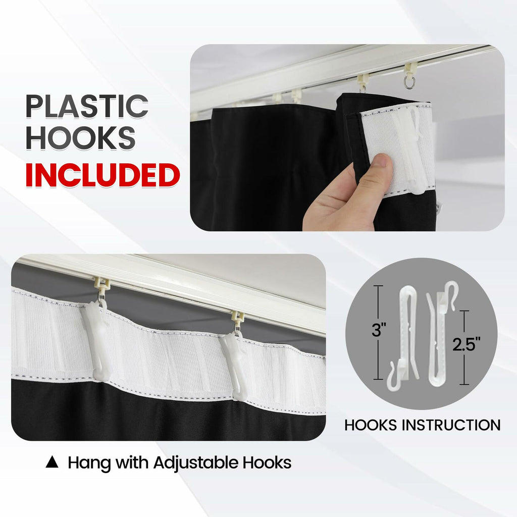 Phating Blackout Room Divider Curtain 1 Panel 10x7ft Black Fabric Solid