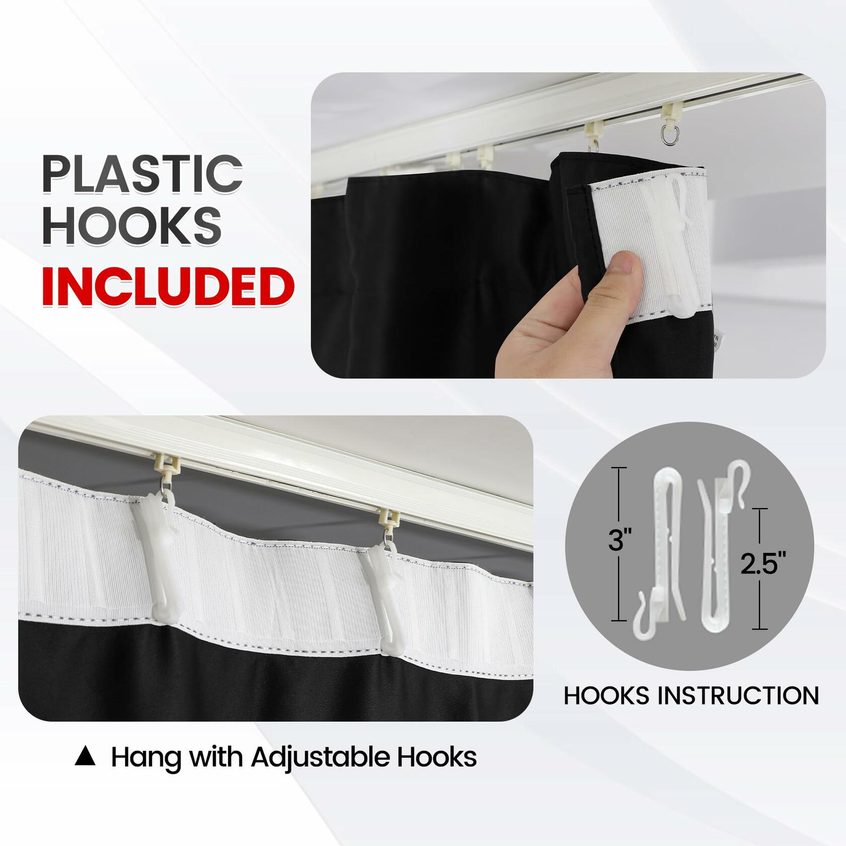 Phating Blackout Room Divider Curtain 1 Panel 10x7ft Black Fabric Solid