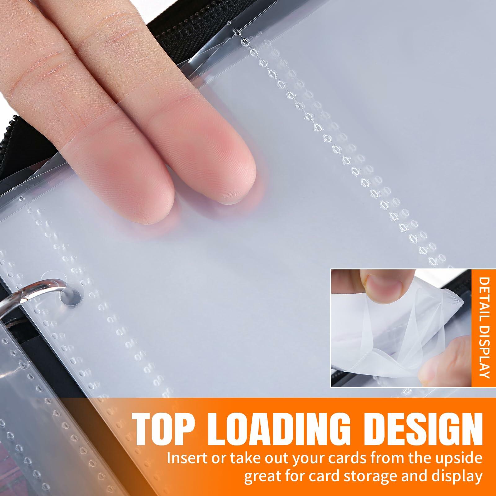 HUAFENGSH 4 Pocket Card Sleeves A5 3 Ring Binder 2.5x3.5 Inch 100 Pack