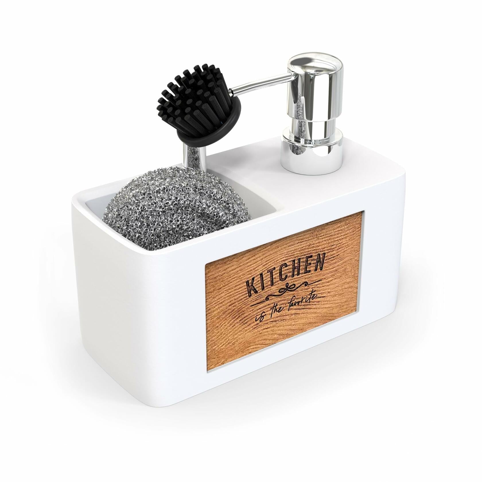 CHILL HOUSE Kitchen Sink Dish Soap Dispenser & Brush Organizer Set