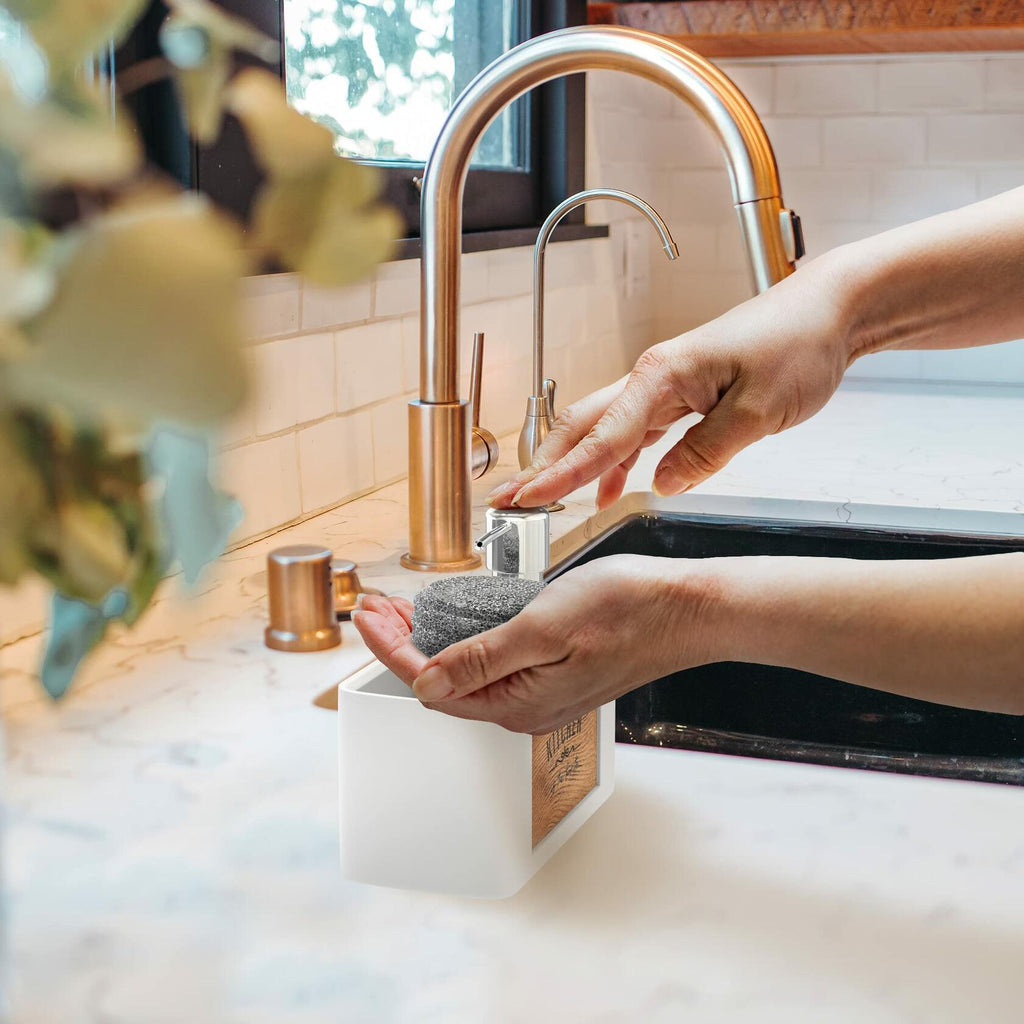 CHILL HOUSE Kitchen Sink Dish Soap Dispenser & Brush Organizer Set