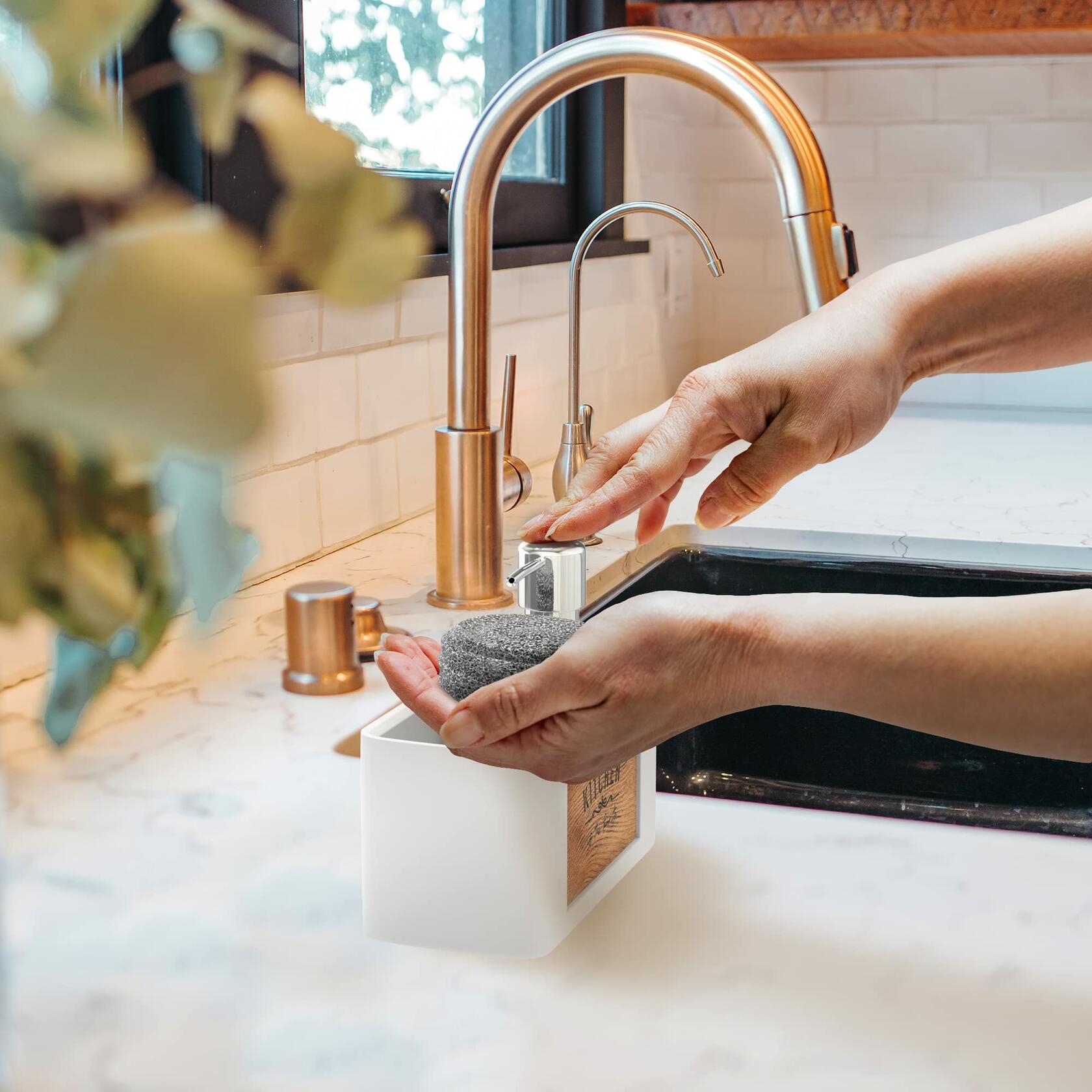 CHILL HOUSE Kitchen Sink Dish Soap Dispenser & Brush Organizer Set