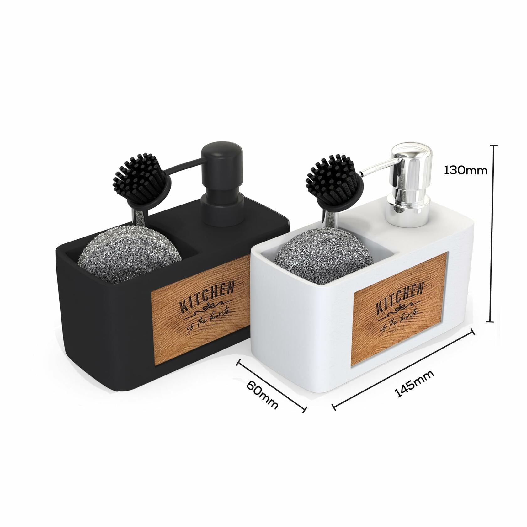 CHILL HOUSE Kitchen Sink Dish Soap Dispenser & Brush Organizer Set