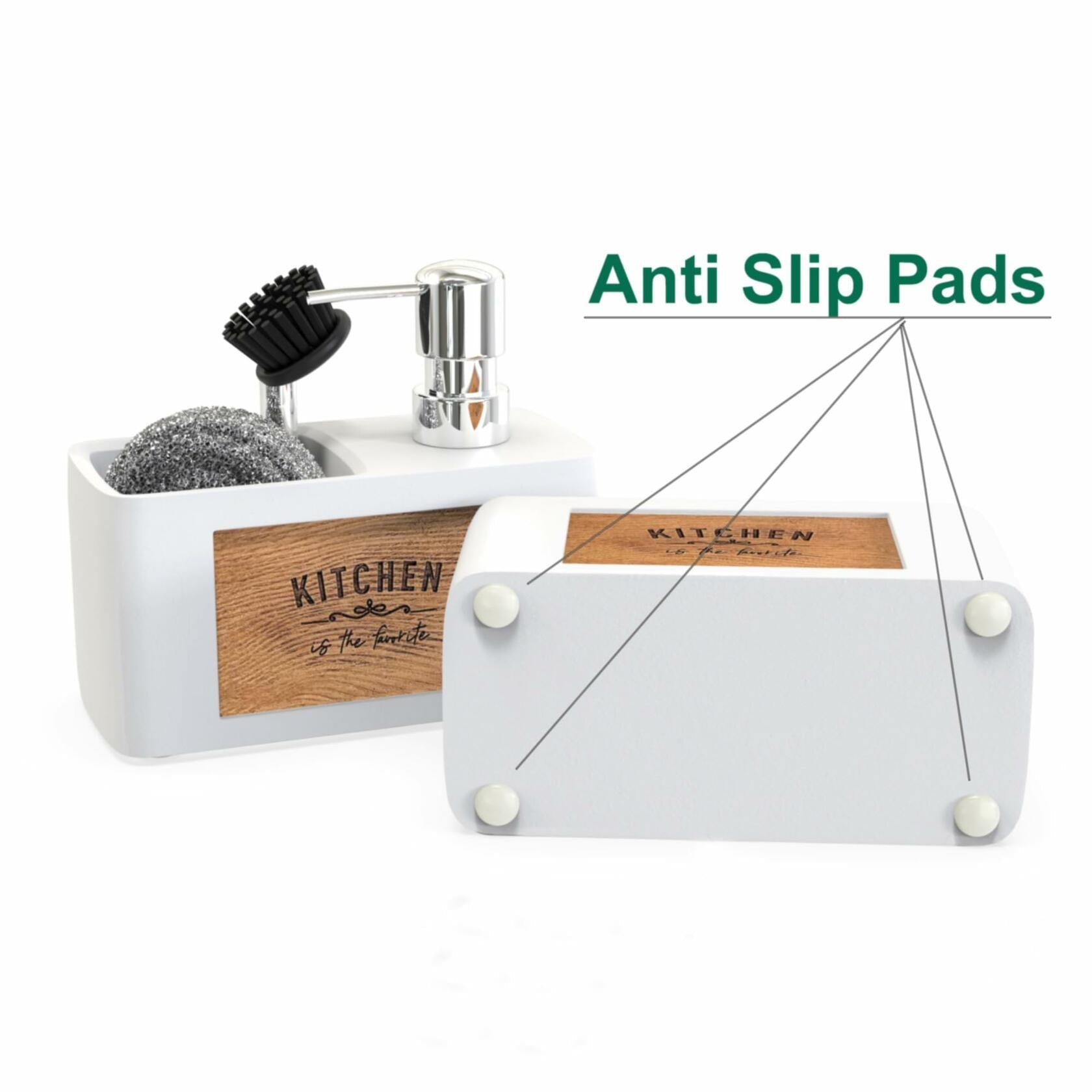 CHILL HOUSE Kitchen Sink Dish Soap Dispenser & Brush Organizer Set