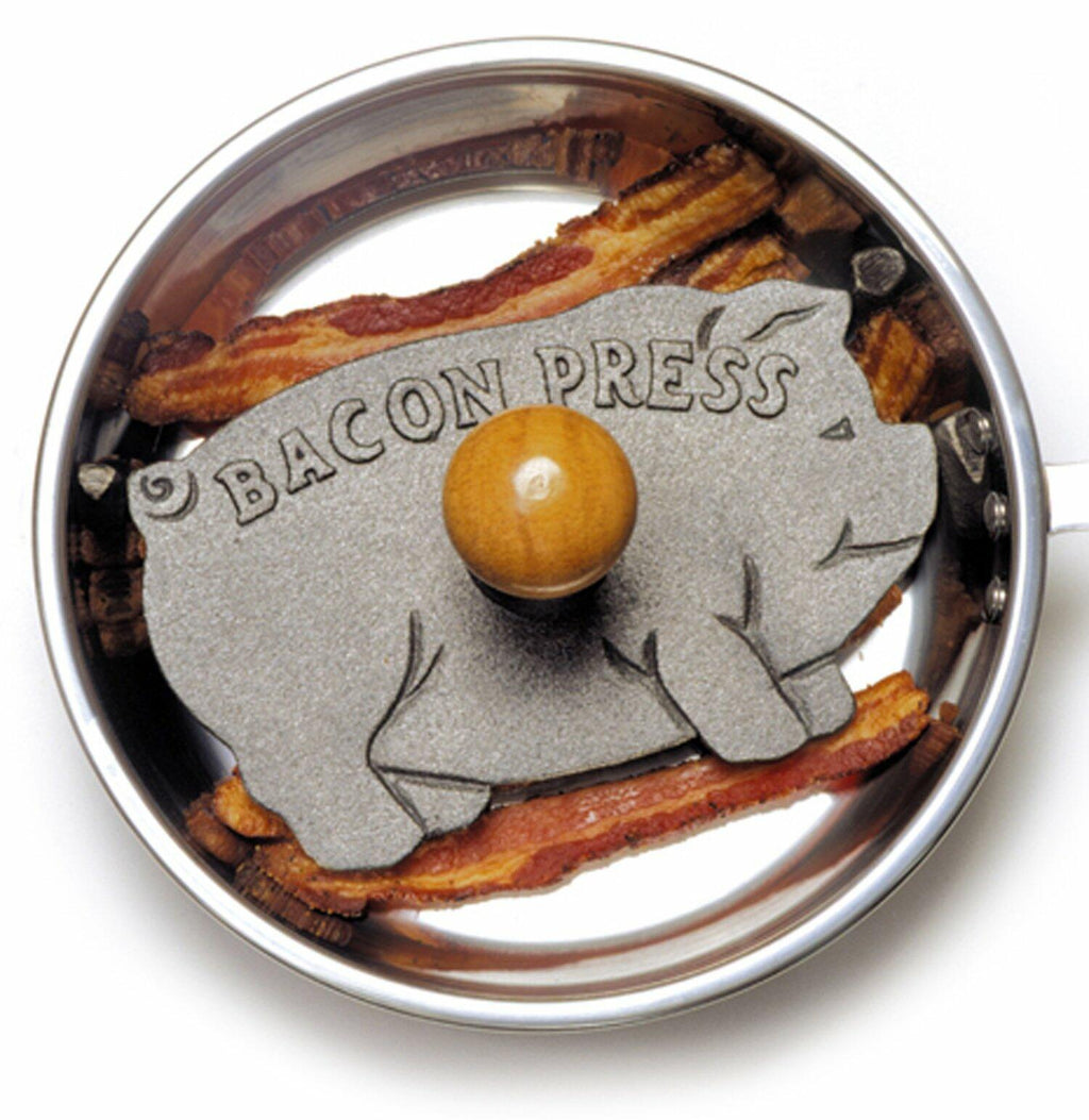 Norpro Cast Iron Pig Shaped Bacon Press with Wood Handle 8.5in