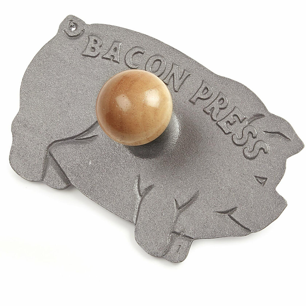 Norpro Cast Iron Pig Shaped Bacon Press with Wood Handle 8.5in