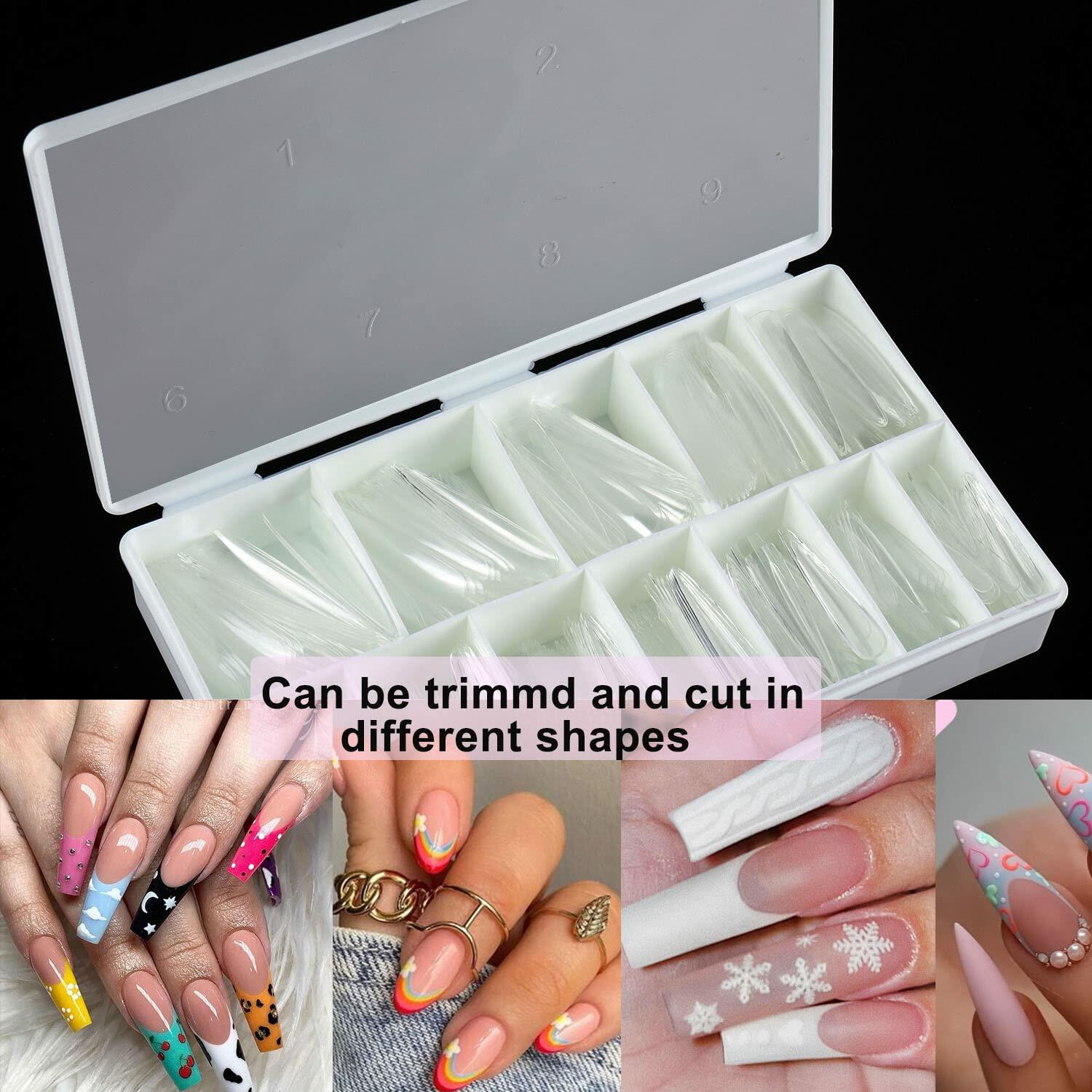 INENK No C Curve XXL Stiletto Coffin Nail Tips 400Pcs Clear Acrylic 10 Sizes