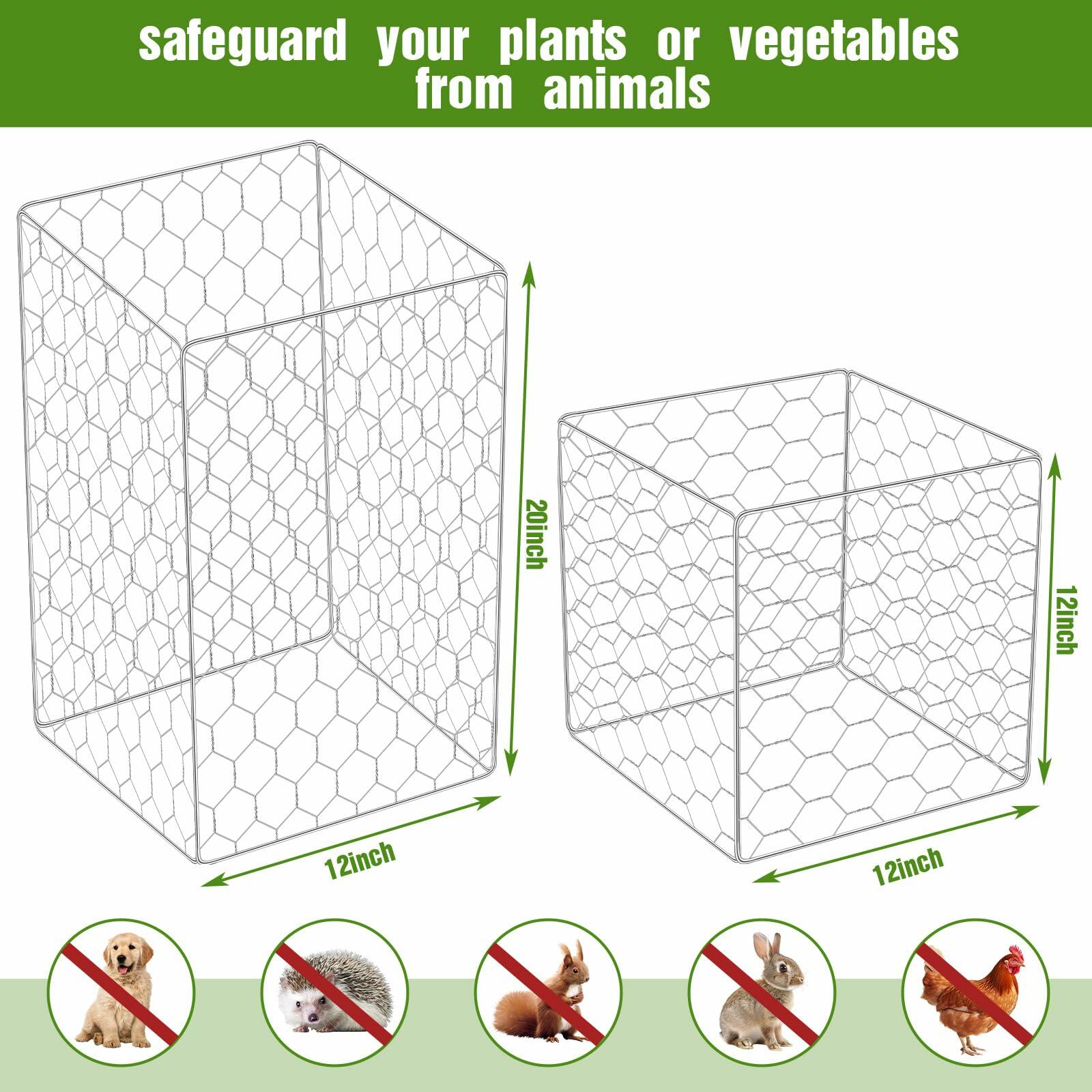 MorningRo 16 Set Wire Plant Protectors 12x12 Square Cages with Stakes & Ties