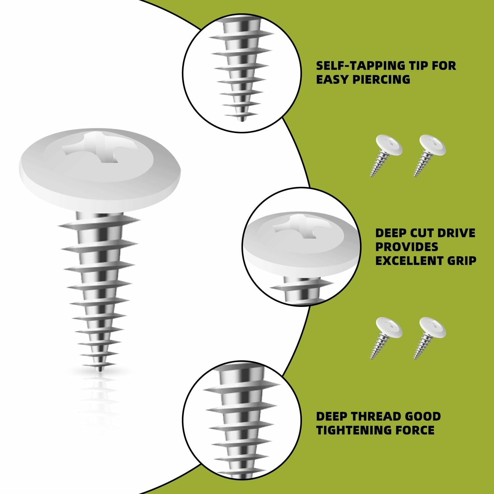 DLBEEM 150Pcs 8x3/4" White Carbon Steel Phillips Wood Screws Kit