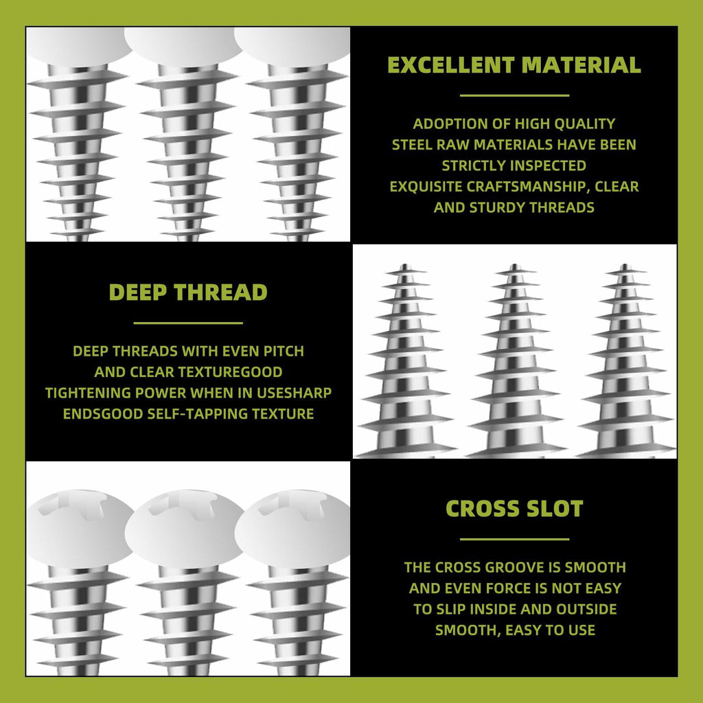 DLBEEM 150Pcs 8x3/4" White Carbon Steel Phillips Wood Screws Kit