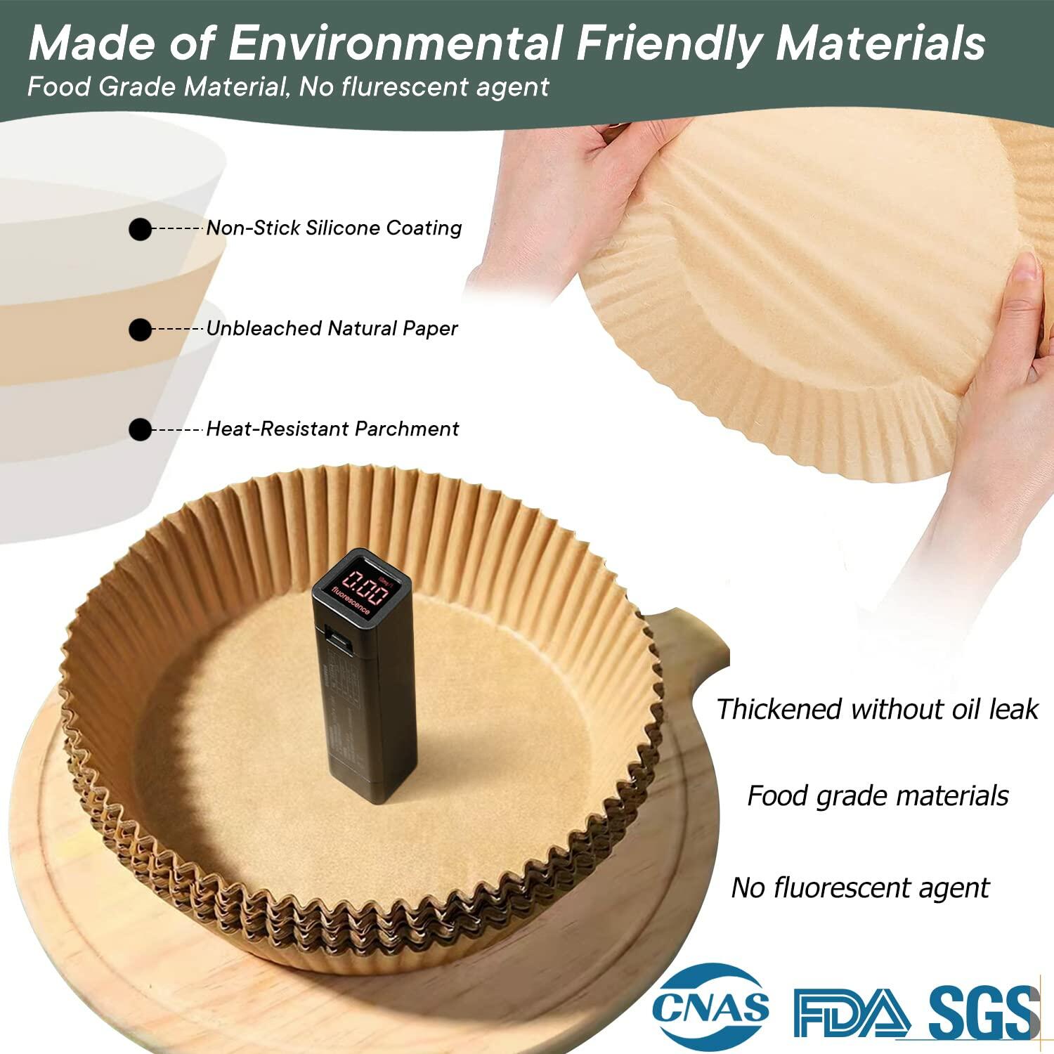 100PCS 6.9" Air Fryer Disposable Paper Liners Round Parchment Bowl Inserts