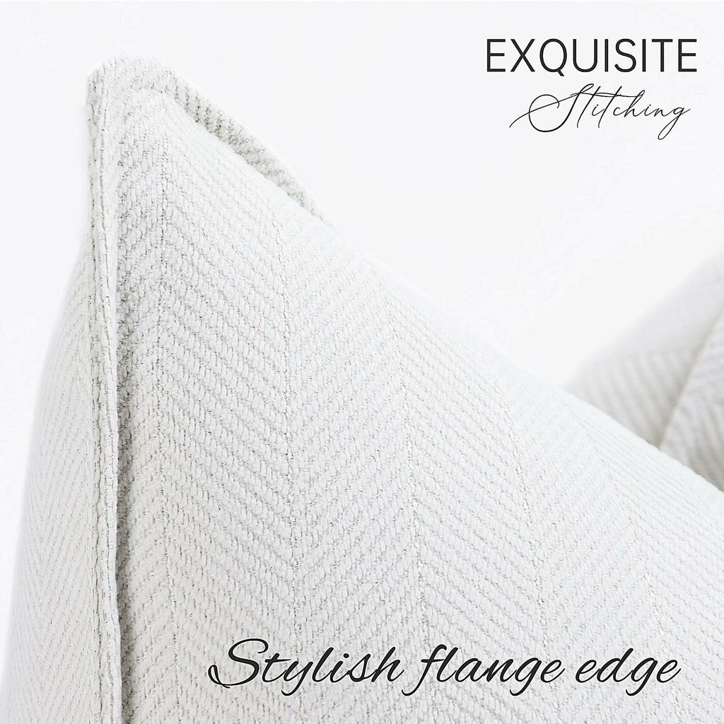ZWJD Chenille Throw Pillow Covers Cream 24x24 Set of 2 Soft Decorative