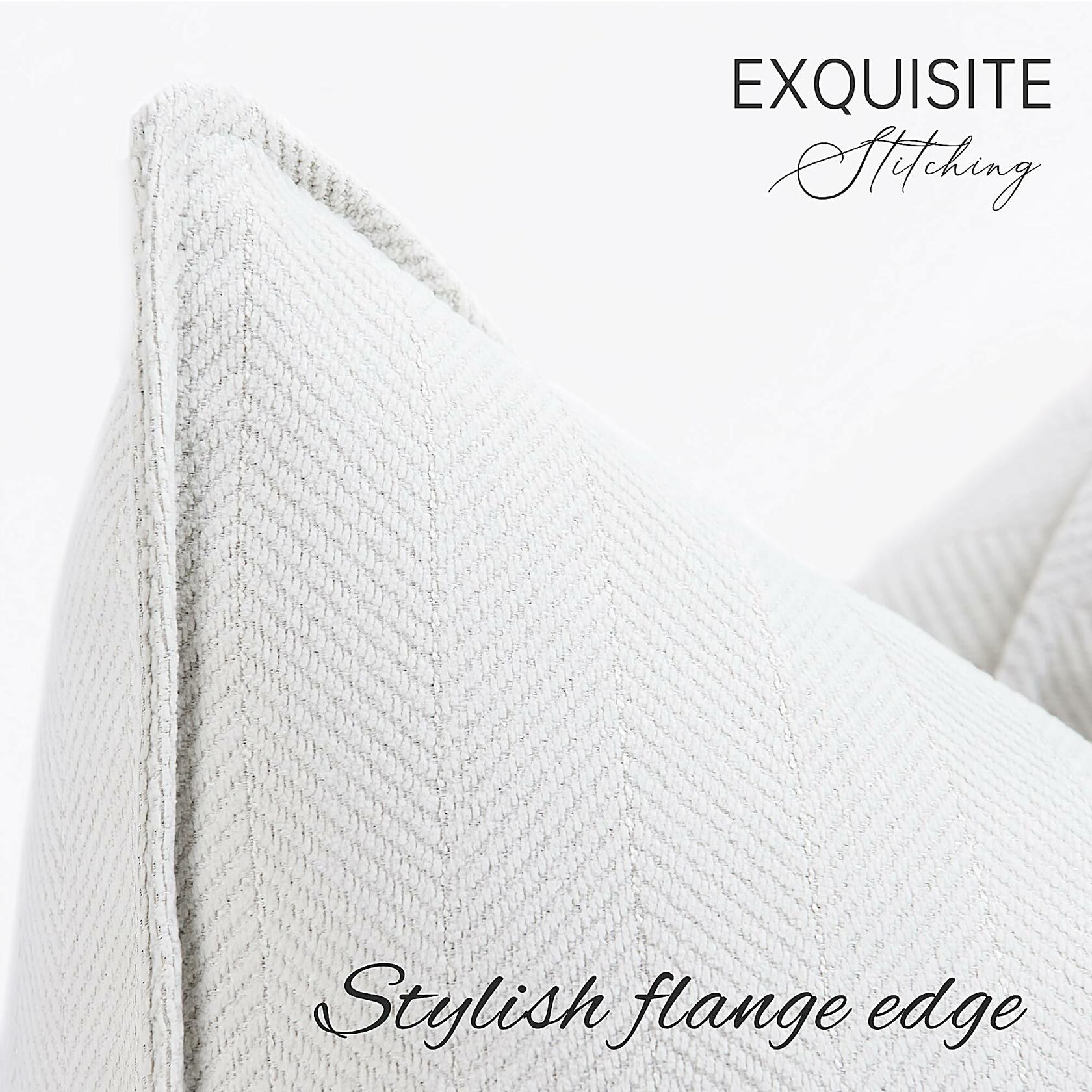 ZWJD Chenille Throw Pillow Covers Cream 24x24 Set of 2 Soft Decorative