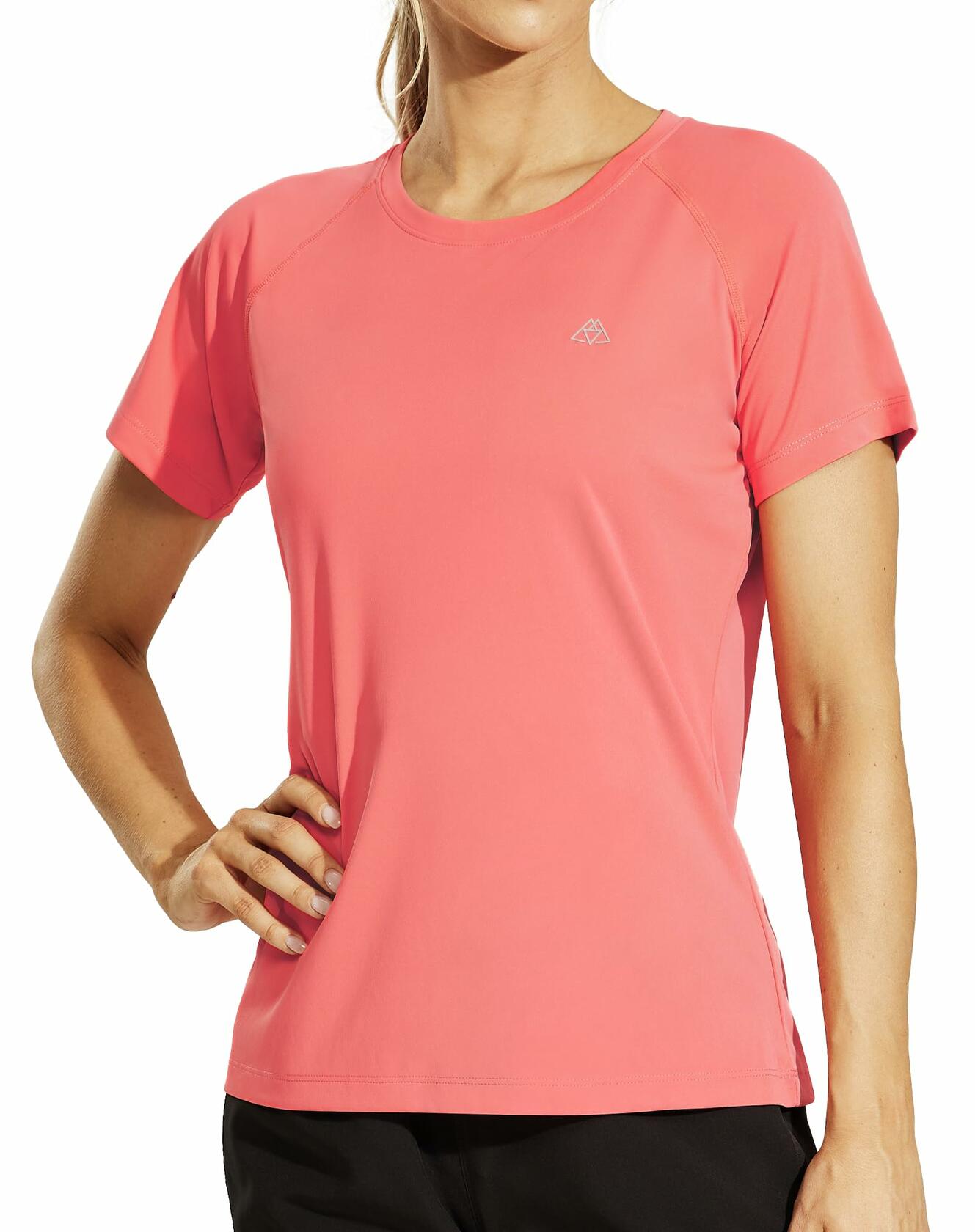 Haimont Women's UPF 50 Quick Dry Athletic Running Shirt Light Blue Size M