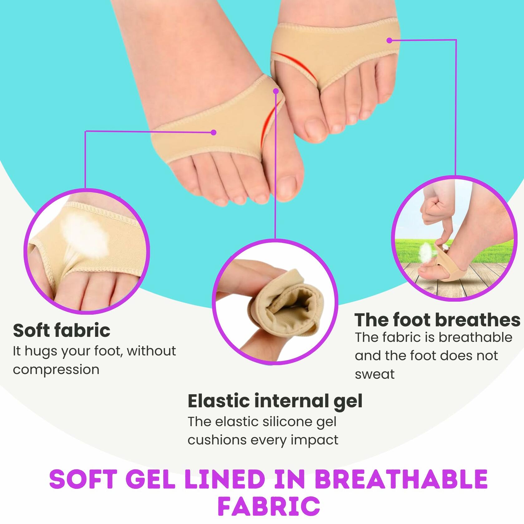 BACK TO ROOTZ Metatarsal Pads Gel Cushions Skin Color 1 Pair Size Small 5-8