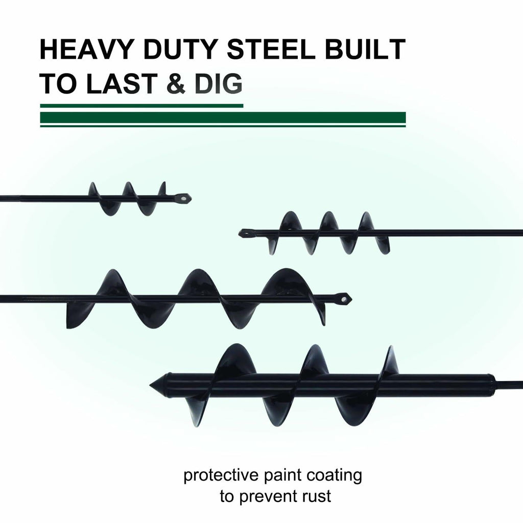 DOKOLES Garden Auger Drill Bit 1.6x9in Black 3/8" Hex Drive Spiral Earth