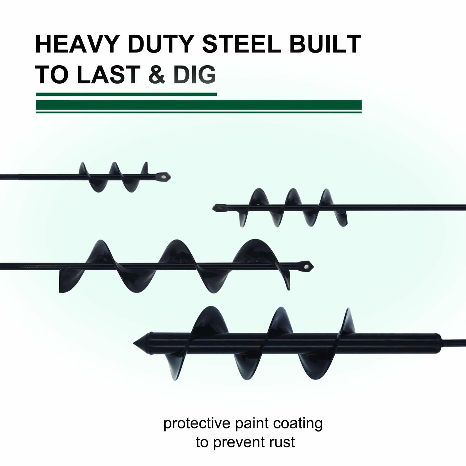DOKOLES Garden Auger Drill Bit 1.6x9in Black 3/8" Hex Drive Spiral Earth