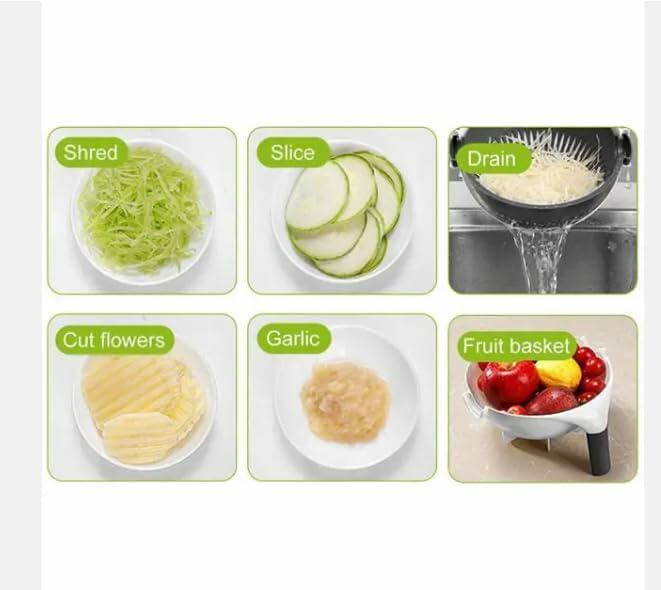 D&B 9-in-1 Multifunction Vegetable Fruit Cutter Chopper Black White 8.66in