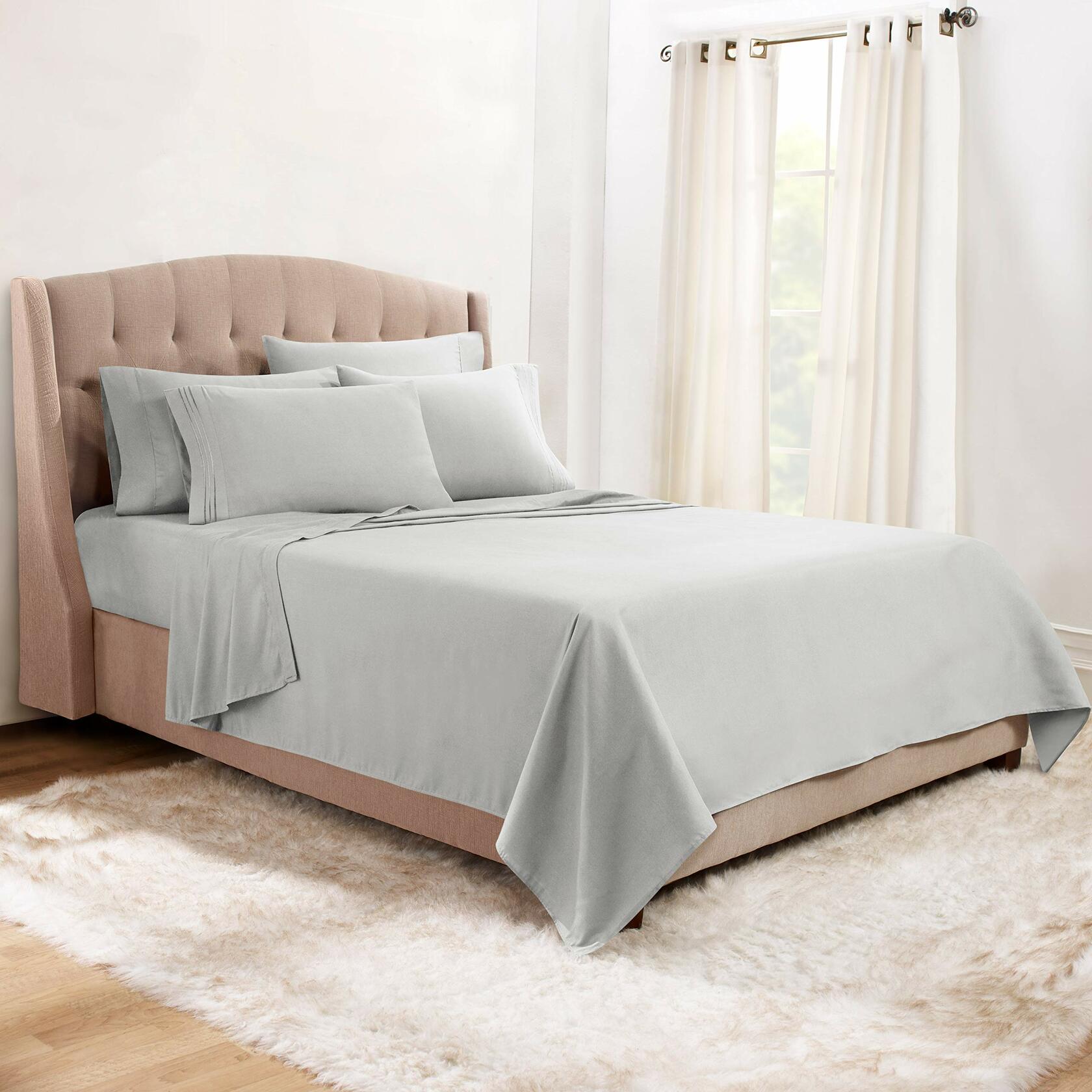 Clara Clark Premier 1800 Collection 6pc Bed Sheet Set King Silver Gray