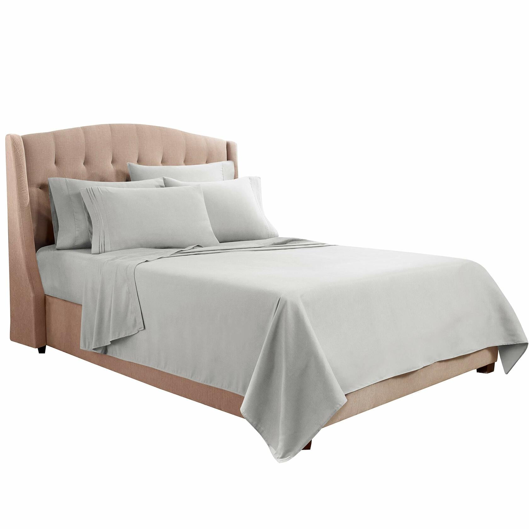 Clara Clark Premier 1800 Collection 6pc Bed Sheet Set King Silver Gray
