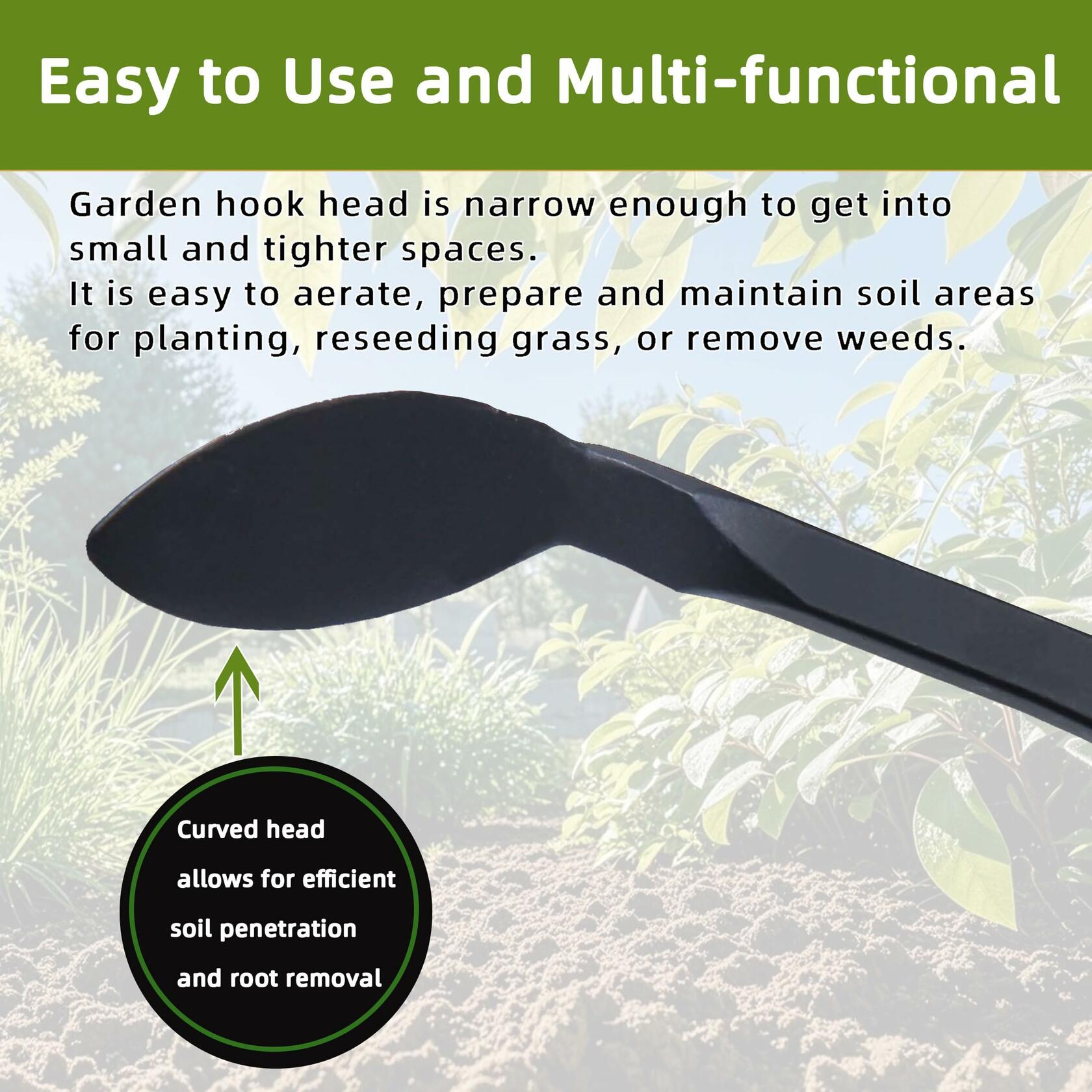 KLDOLLAR Long Handle Weed Puller Tool with Foam Grip Durable Curved Head