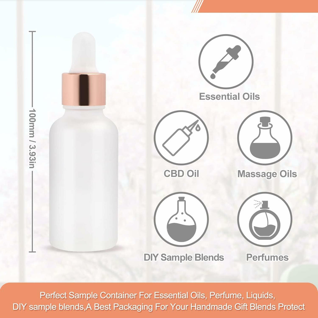 Furnido 6 Pack 50ml Rose Glass Essential Oil Dropper Bottles Pipette