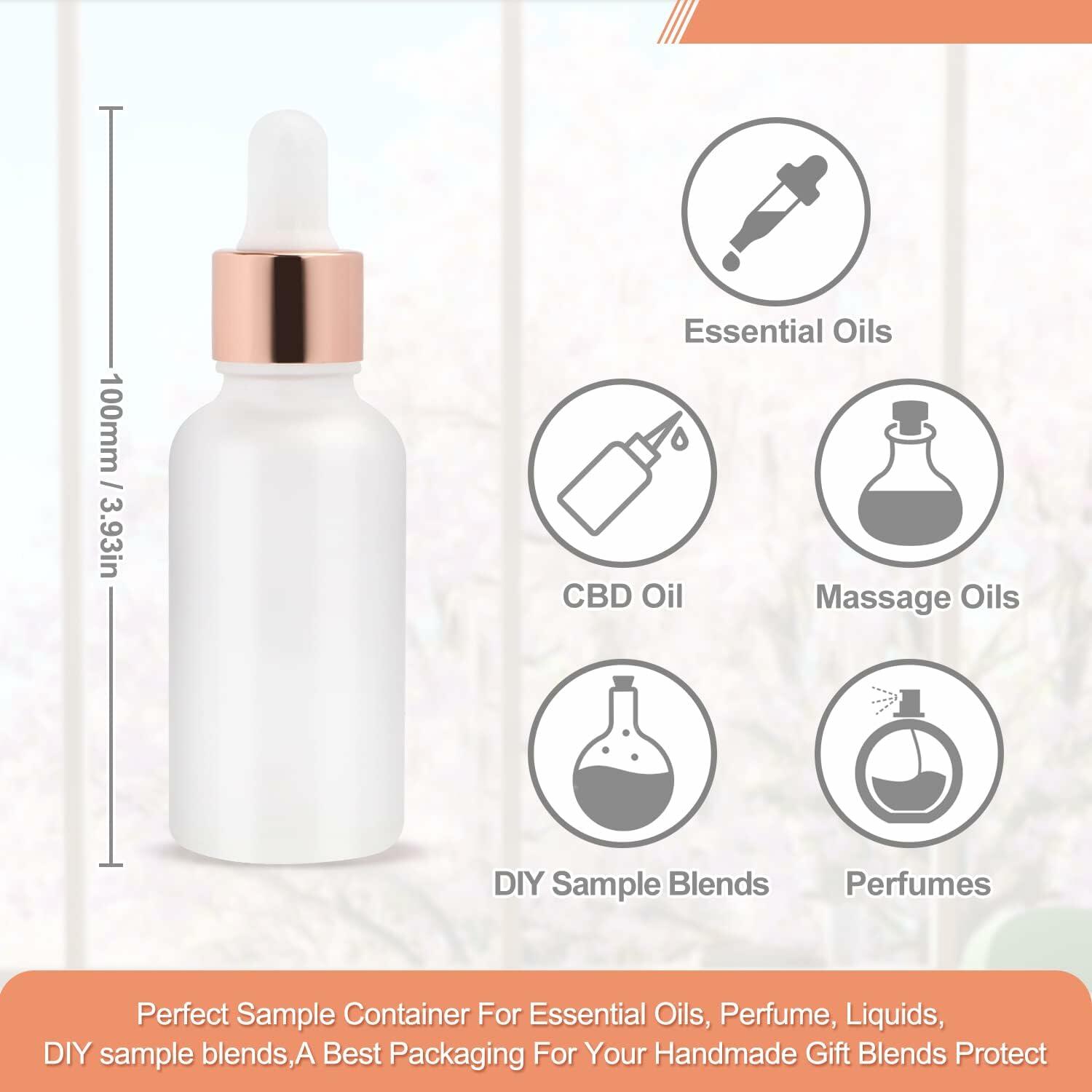 Furnido 6 Pack 50ml Rose Glass Essential Oil Dropper Bottles Pipette