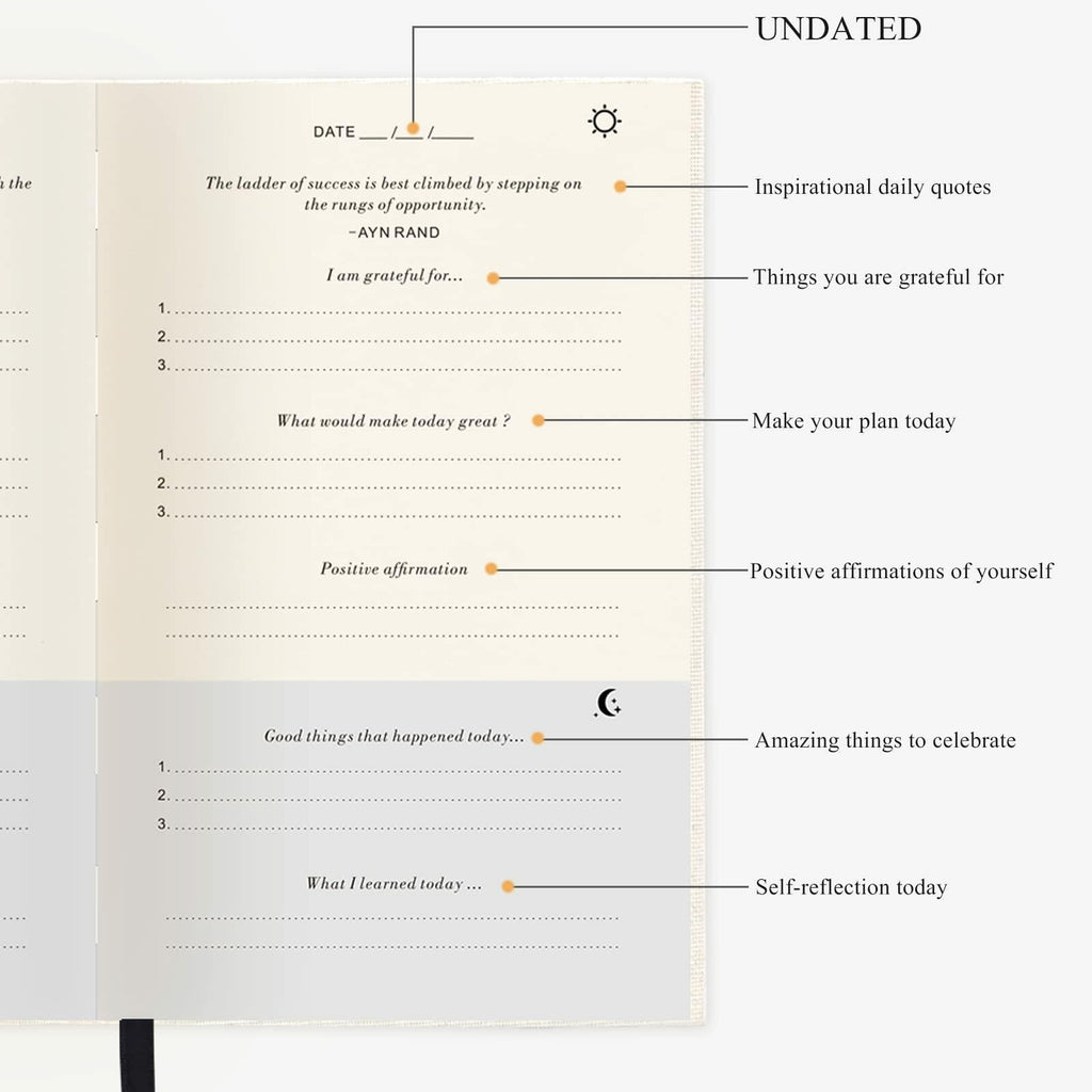 The Gratitude Journal Undated Daily Manifestation Guide for Women & Men