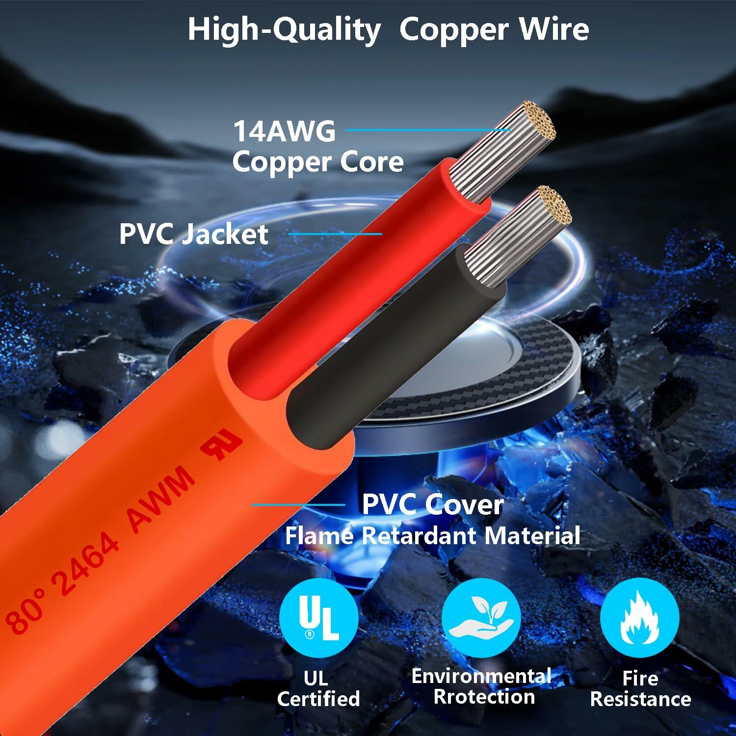 VOLTKARE DC Extension Cable 8mm 8m Orange for Jackery BLUETTI GRECELL Anker