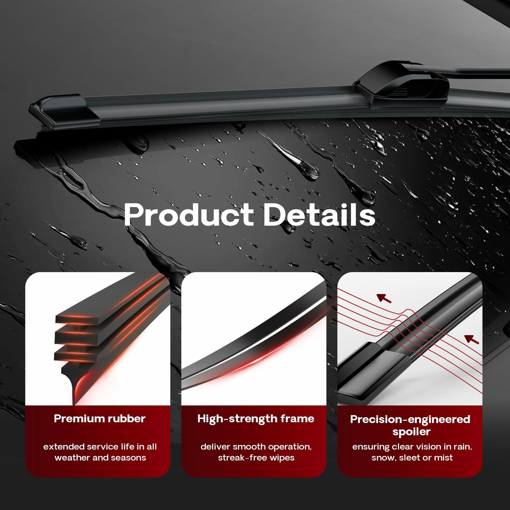 BERG REGEN Silicone Windshield Wiper Blades 19"+19" Pair for Jeep Liberty