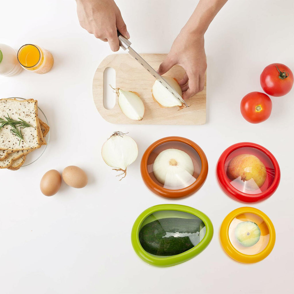 BuleVina 4pcs Avocado & Onion Silicone Saver Set Multicolor Reusable