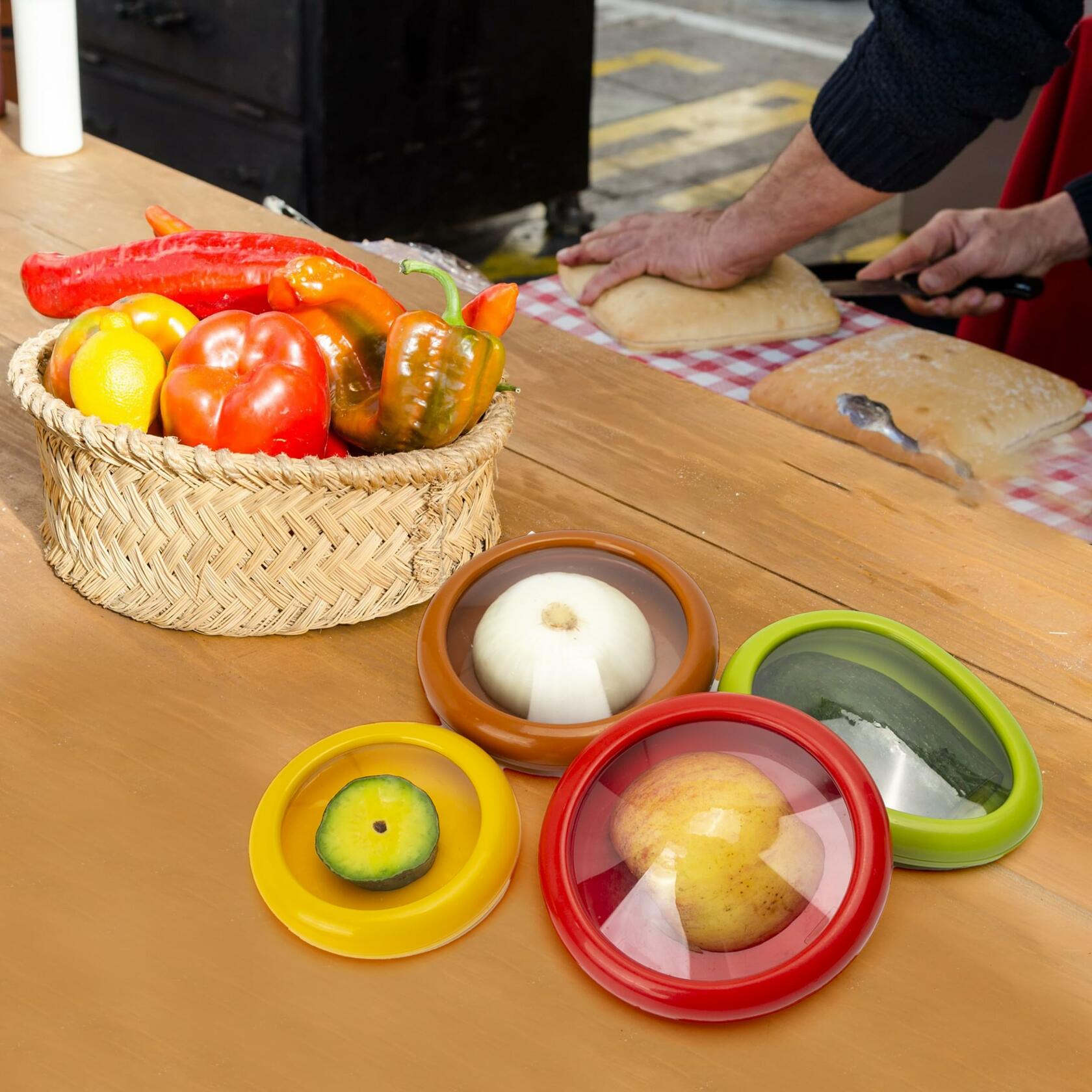 BuleVina 4pcs Avocado & Onion Silicone Saver Set Multicolor Reusable
