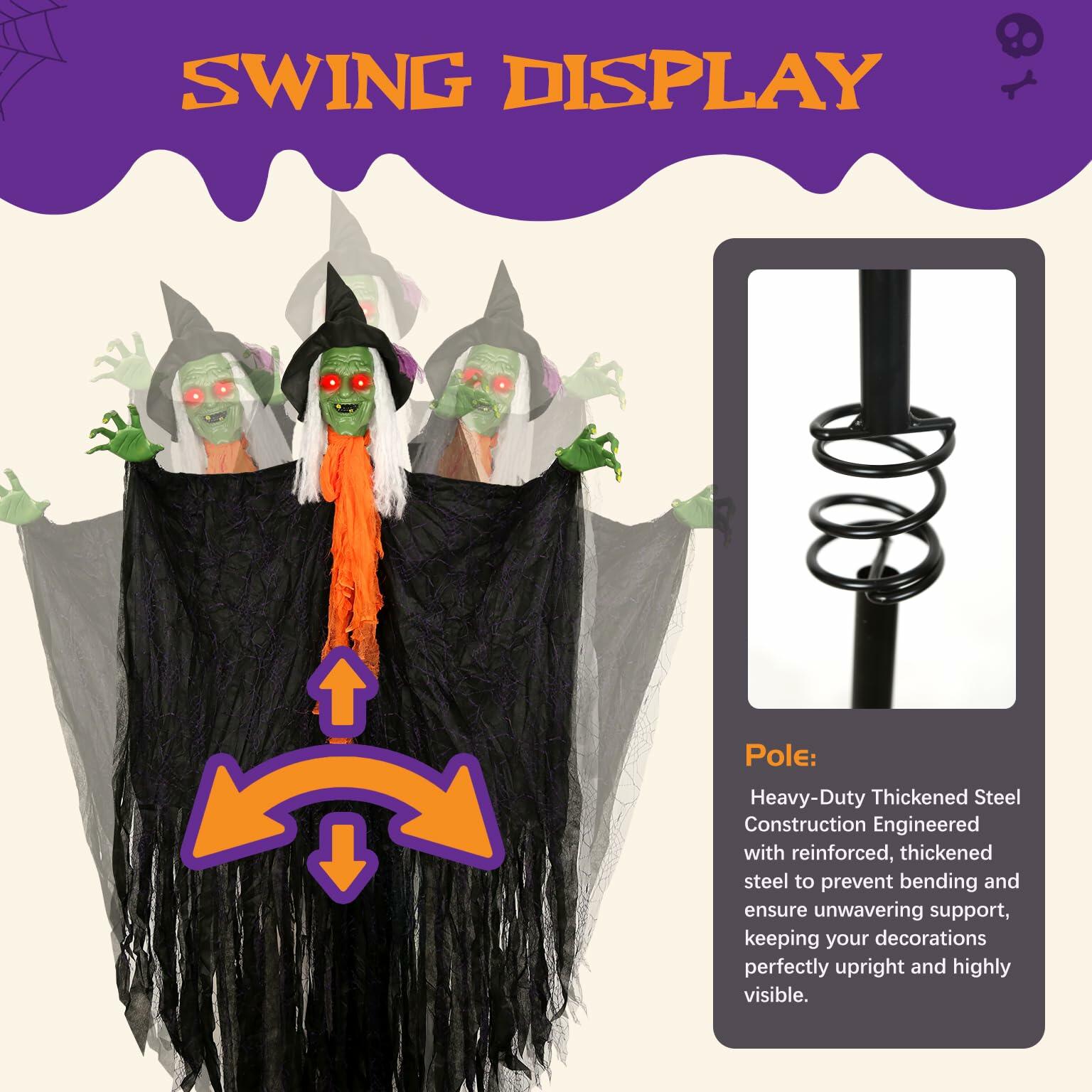 HOMELEX Flying Ghost Halloween Outdoor Decoration Large Scary Ghost Witch 7.5Ft