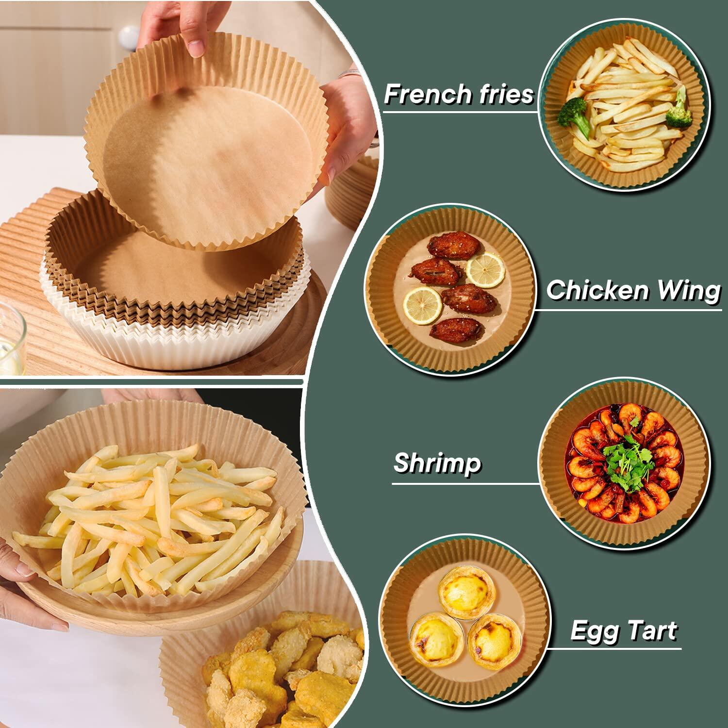 100PCS 6.9" Air Fryer Disposable Paper Liners Round Parchment Bowl Inserts