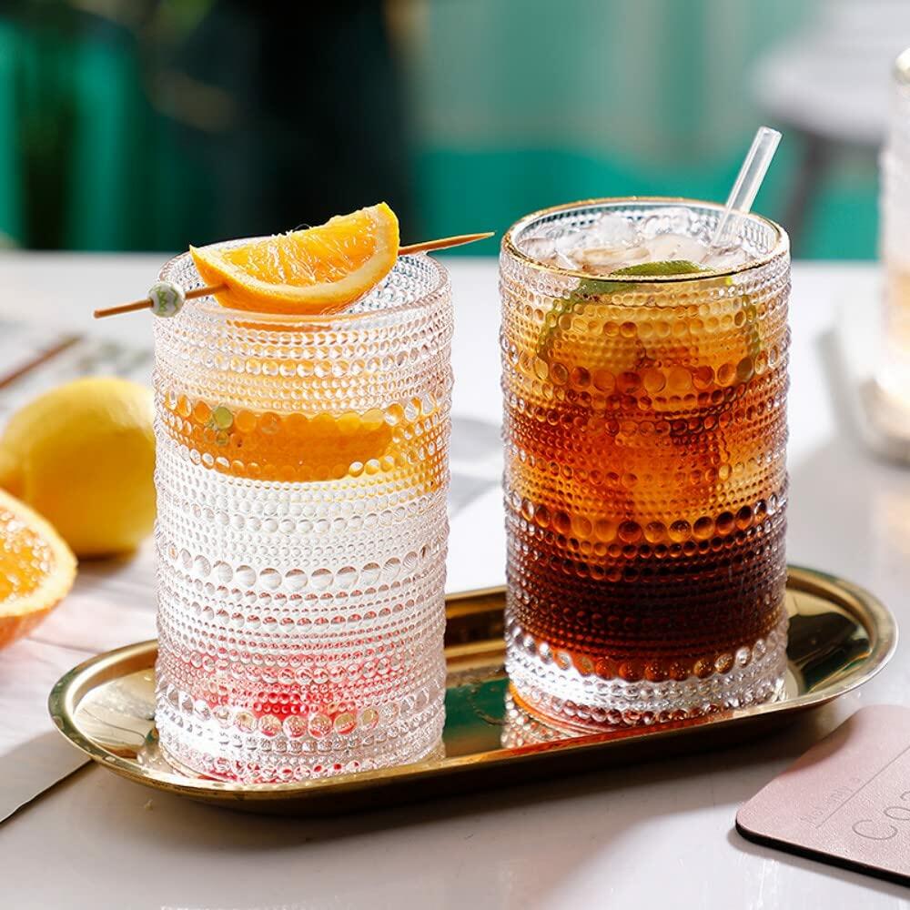 Bandesun Romantic Hobnail Highball Glasses Set of 6 12oz Vintage Clear