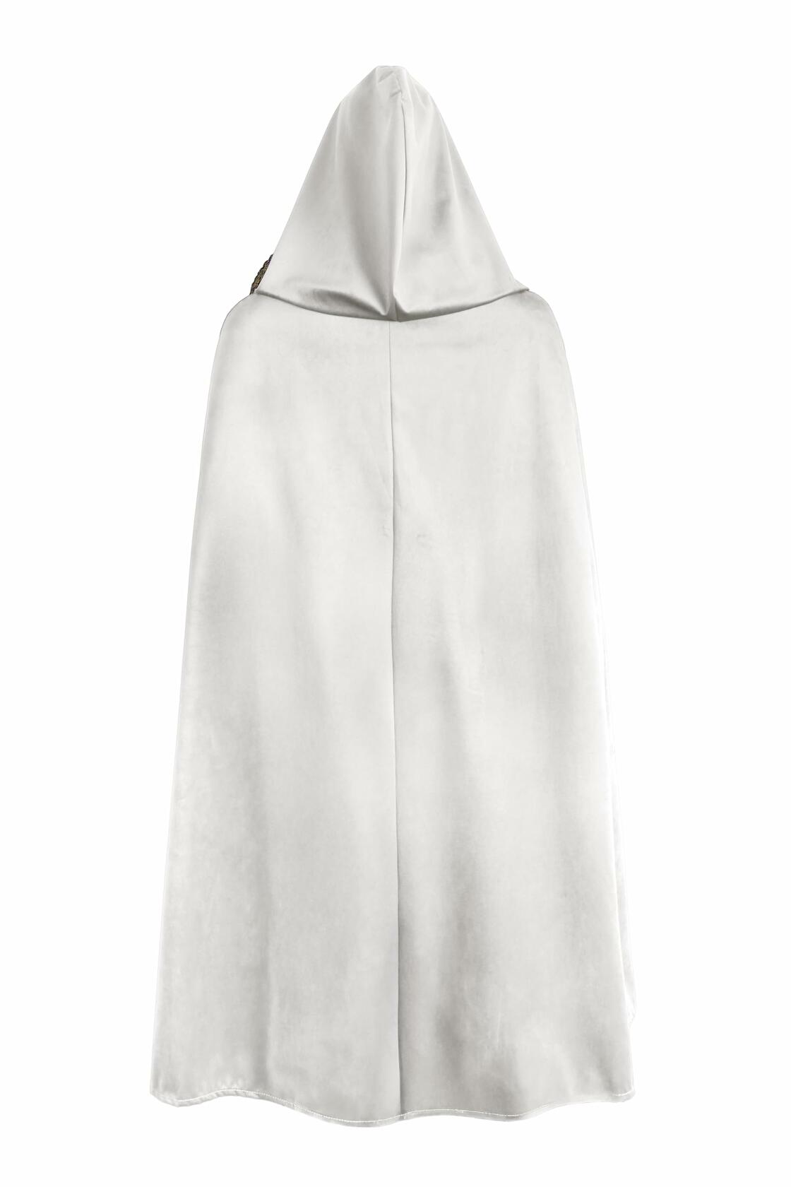 JPXH Hooded Doom Cloak Renaissance Long Cape Cosplay Halloween White One Size