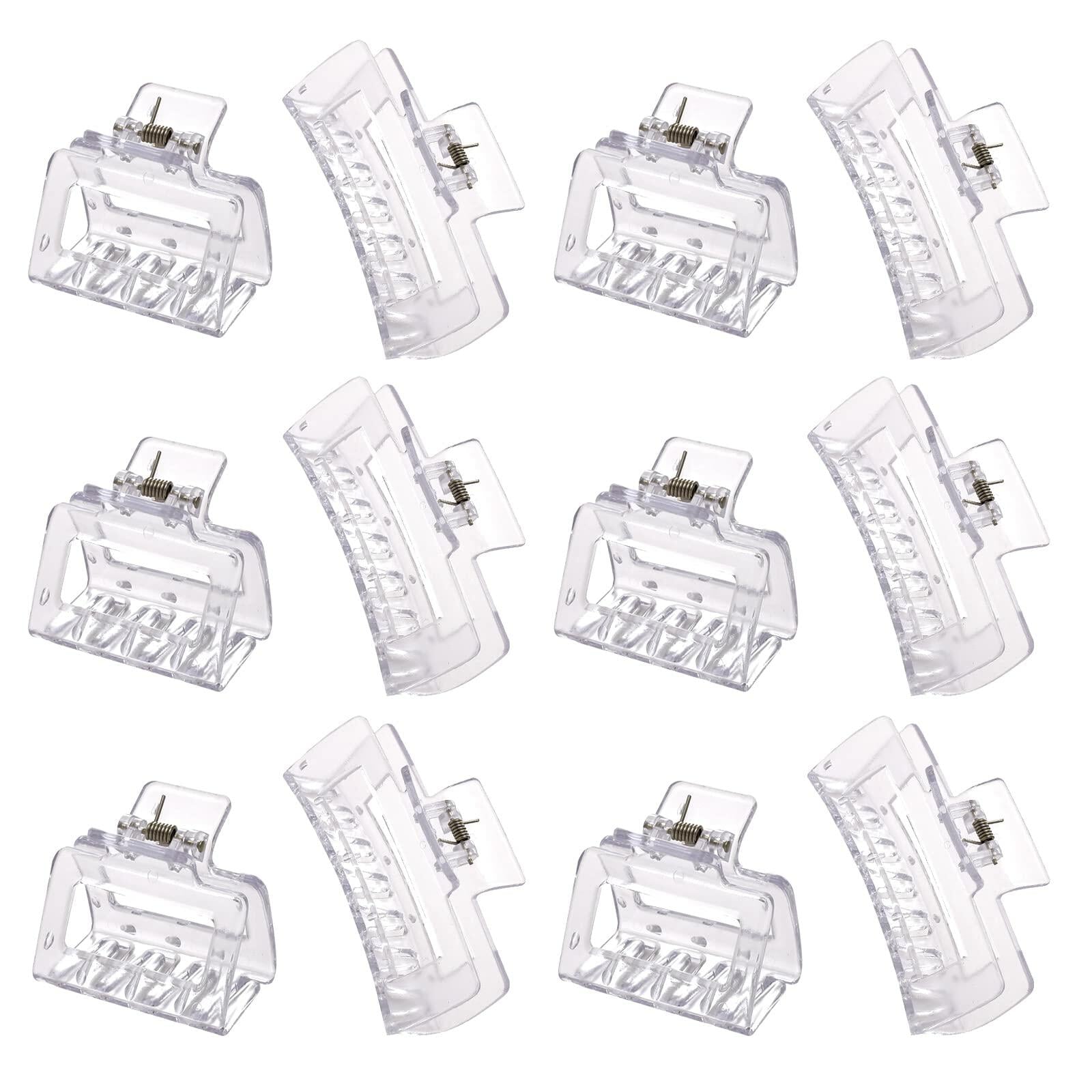 Alemaky 12 Pack Black Square & Rectangle Hair Claw Clips Large & Small