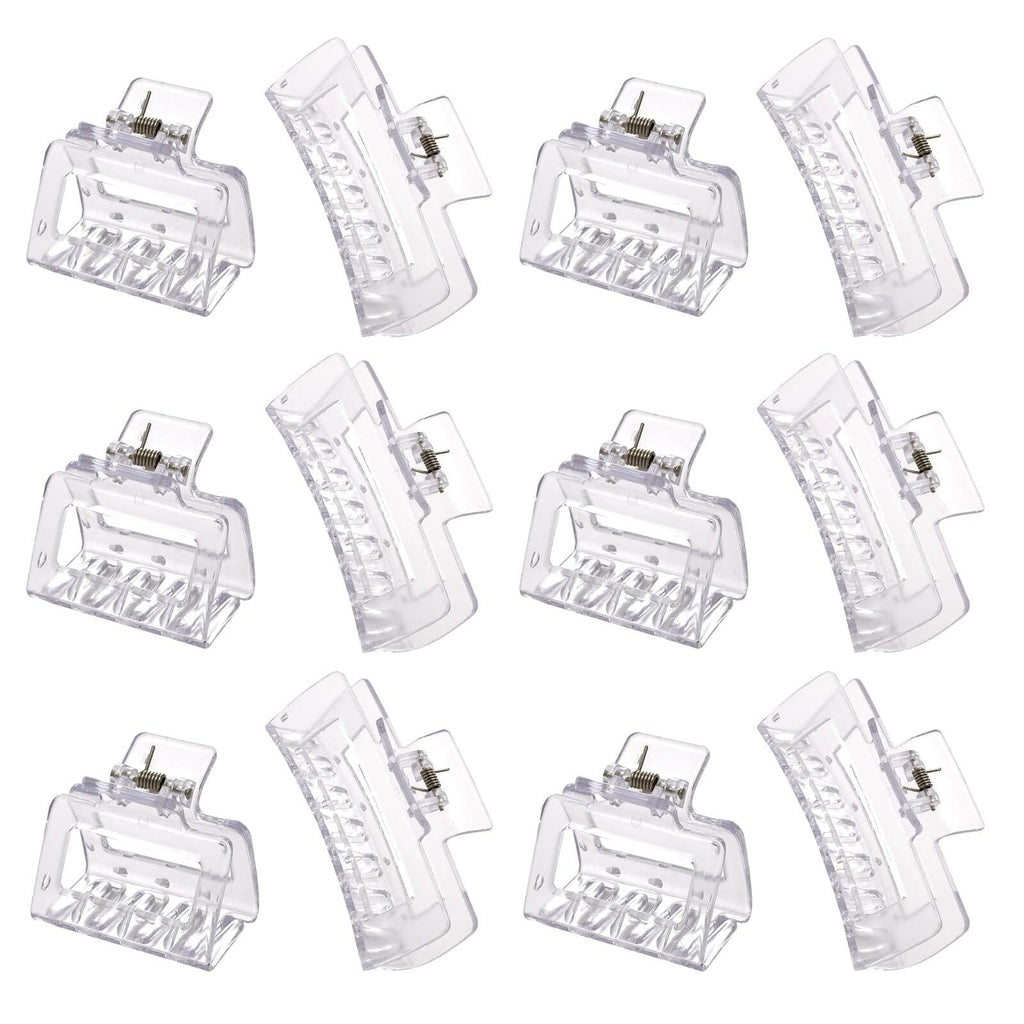 Alemaky 12 Pack Black Square & Rectangle Hair Claw Clips Large & Small