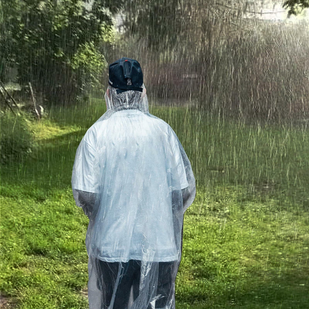 NVioAsport Disposable Rain Ponchos for Adults, 8 Pack, Plastic, Batwing Sleeve