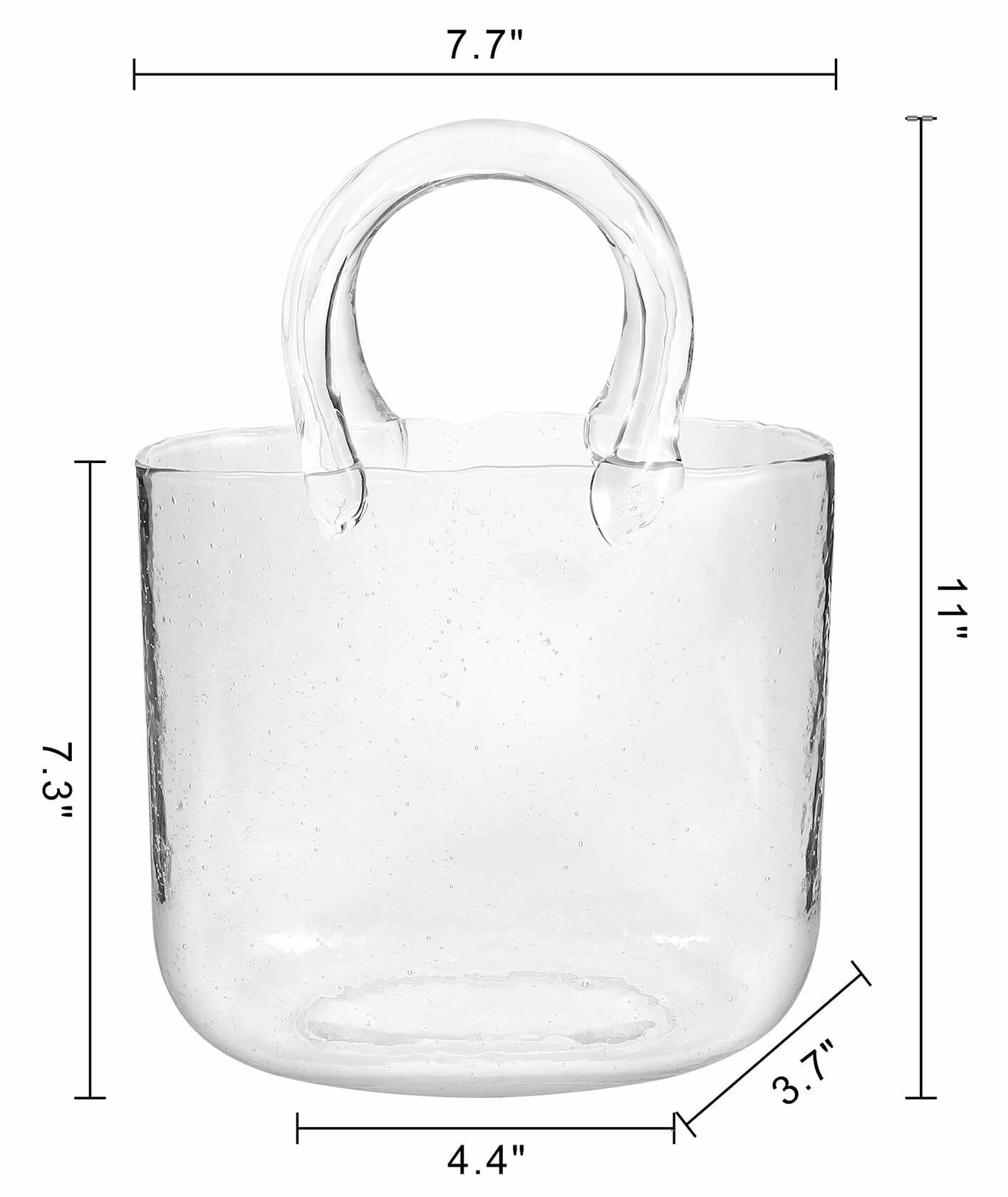 Veri Beond Glass Purse Vase Handmade Clear Transparent Handbag Flower Vase