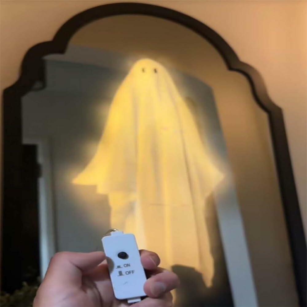 SQUISHYSOFTIES Halloween Hologram Ghost Mirror Acrylic 13x7.8 Wave Warm Light