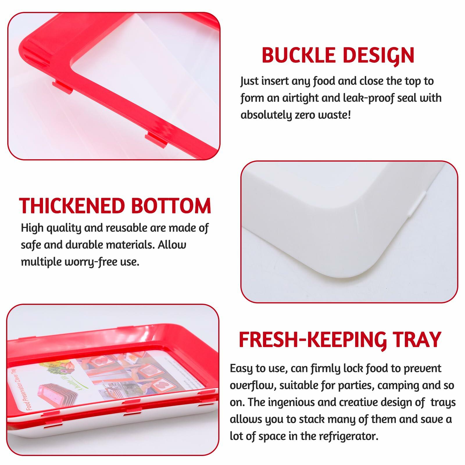 BLLREMIPSUR 2 PCS Red Food Preservation Trays Stackable Fresh Storage